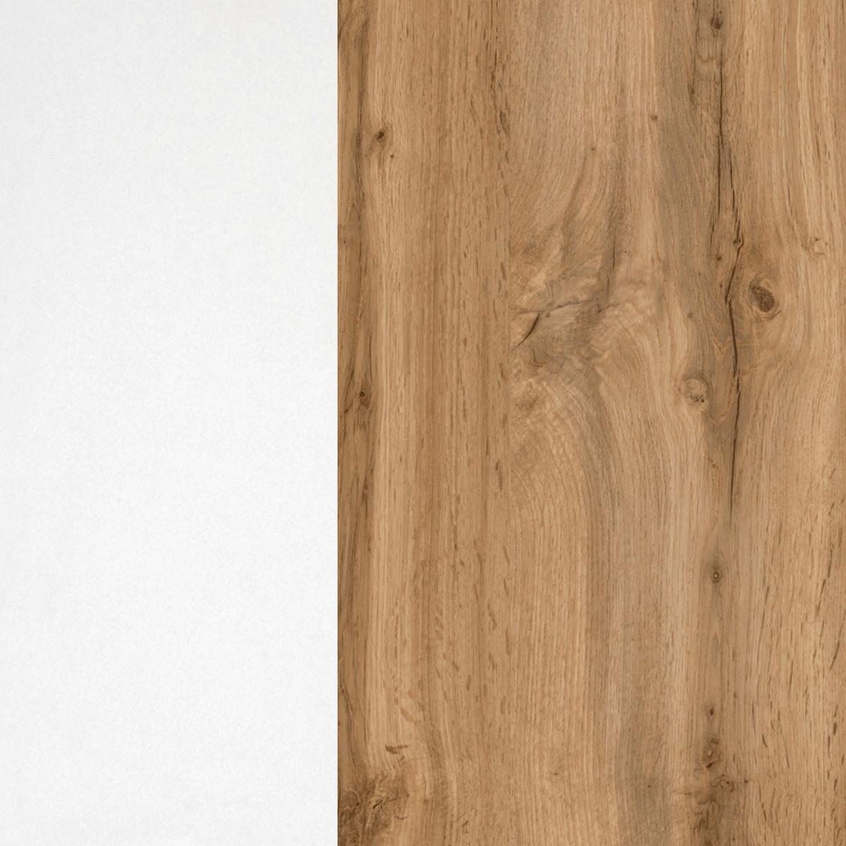 Küchenblock Sorrento mit Geräten ca. 270 cm Weiß - Chromfarben/Eiche Wotan, MODERN, Holzwerkstoff/Metall (270cm) - Held