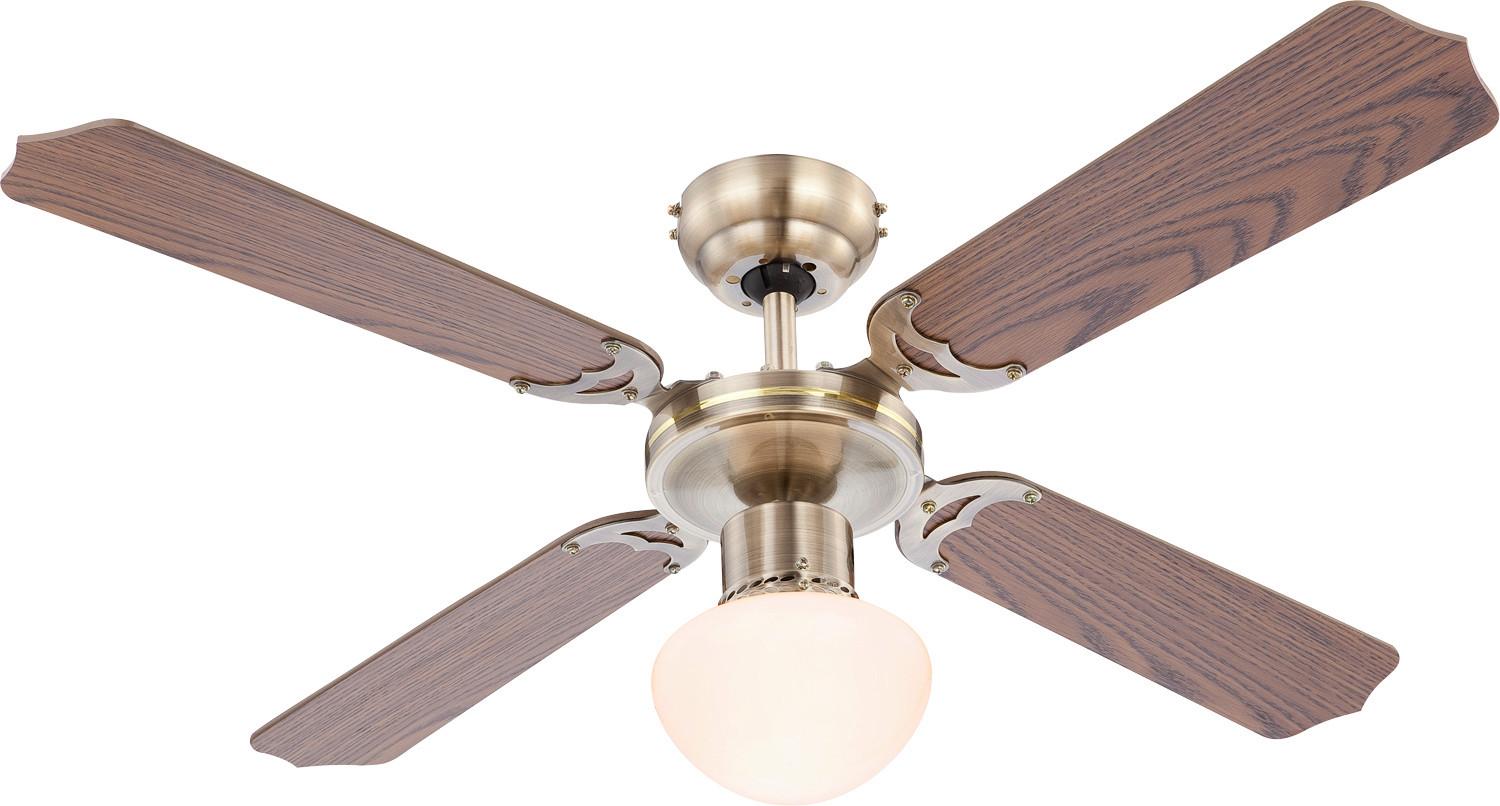 Deckenventilator Lilo Graphit-/Buchefarben - Buchefarben/Messingfarben, Basics, Glas/Holzwerkstoff (106/40,6cm)