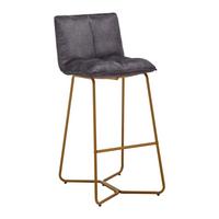 Barhocker Fonia Dunkelgrau Samt Gepolstert - Dunkelgrau/Goldfarben, MODERN, Holz/Textil (46/103,5/57cm) - Bessagi Home