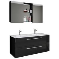 Kopalnica Budasi, Črna - črna/bela, Moderno, kovina/leseni material (112cm) - MID.YOU