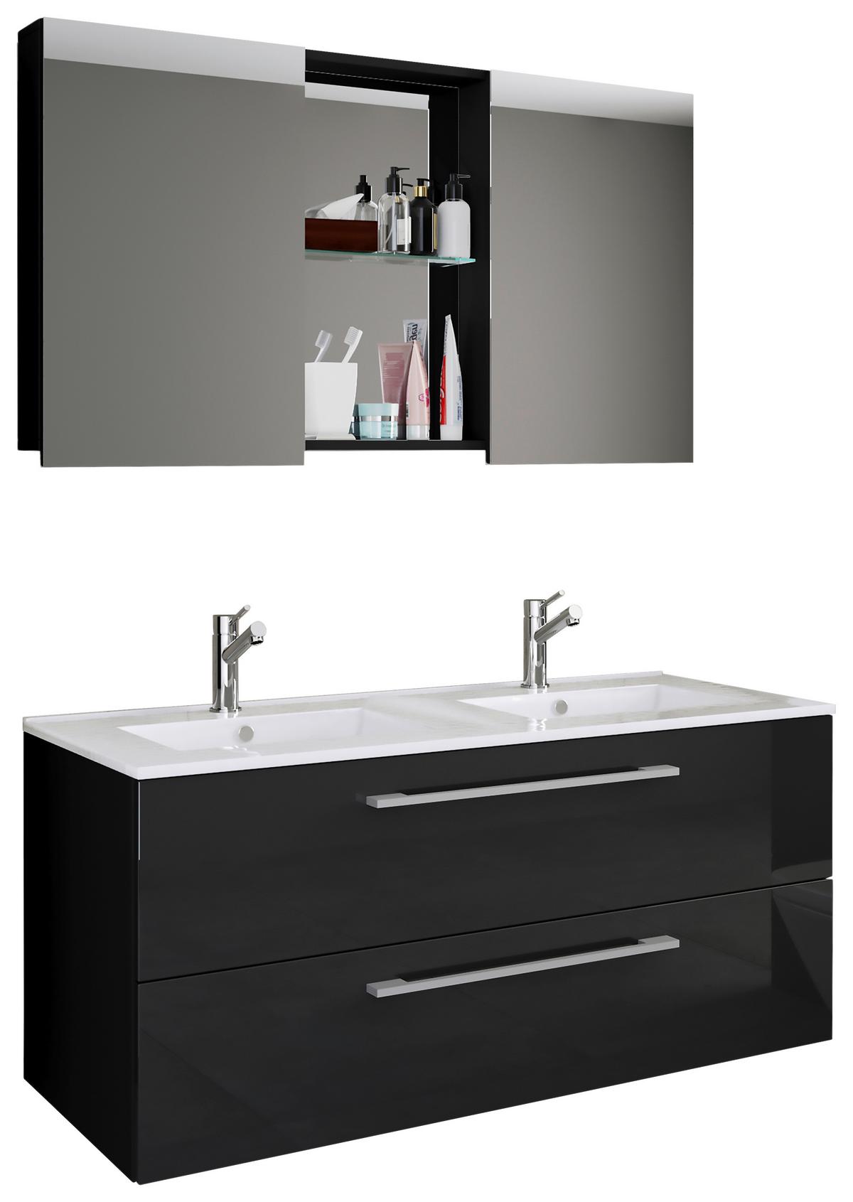 Kopalnica Budasi, Črna - črna/bela, Moderno, kovina/leseni material (112cm) - MID.YOU