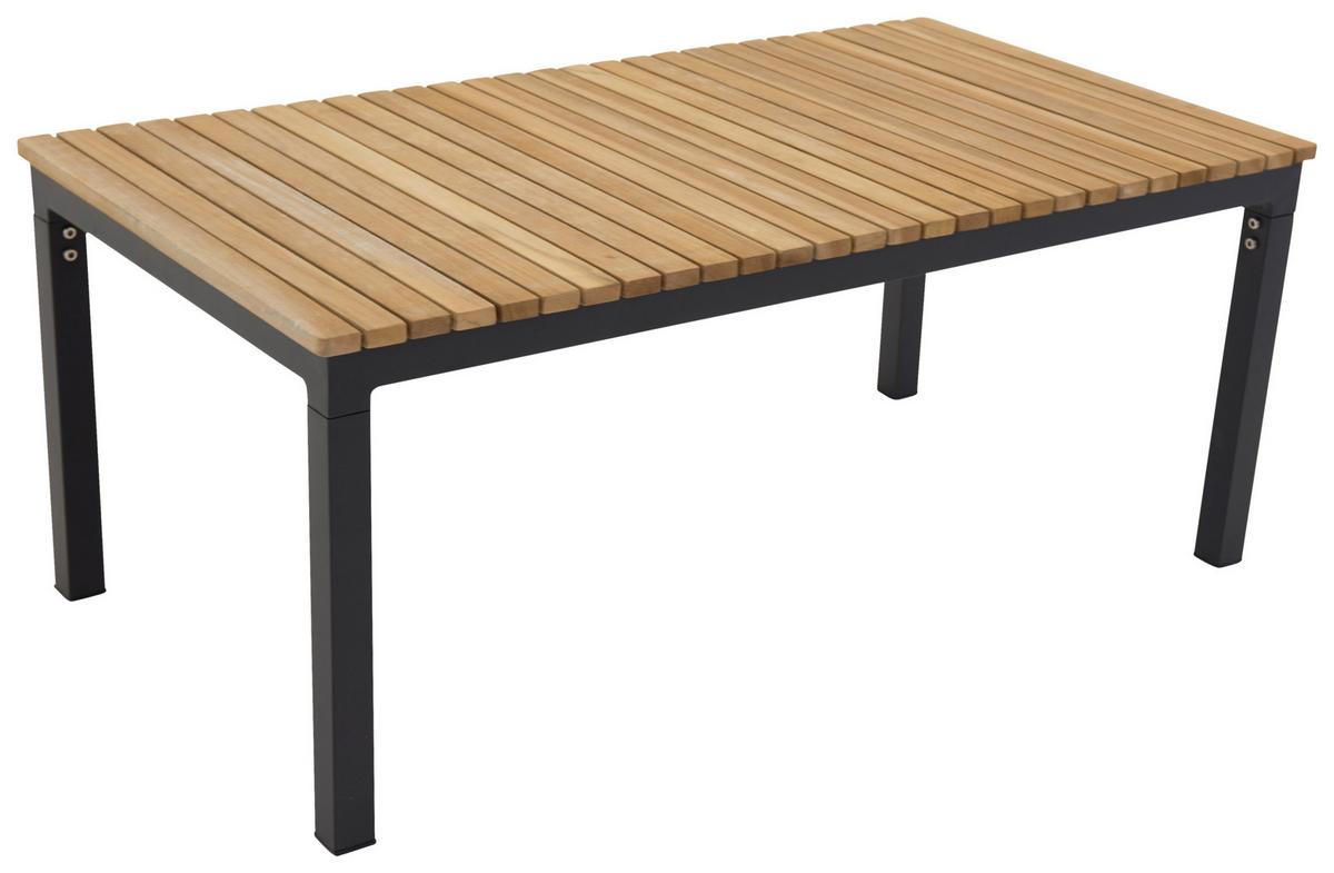 Loungetisch Brasilia ca. 110x60 cm Teakholz massiv - Schwarz/Teakfarben, KONVENTIONELL, Holz/Metall (110/60/45cm) - Gardenson
