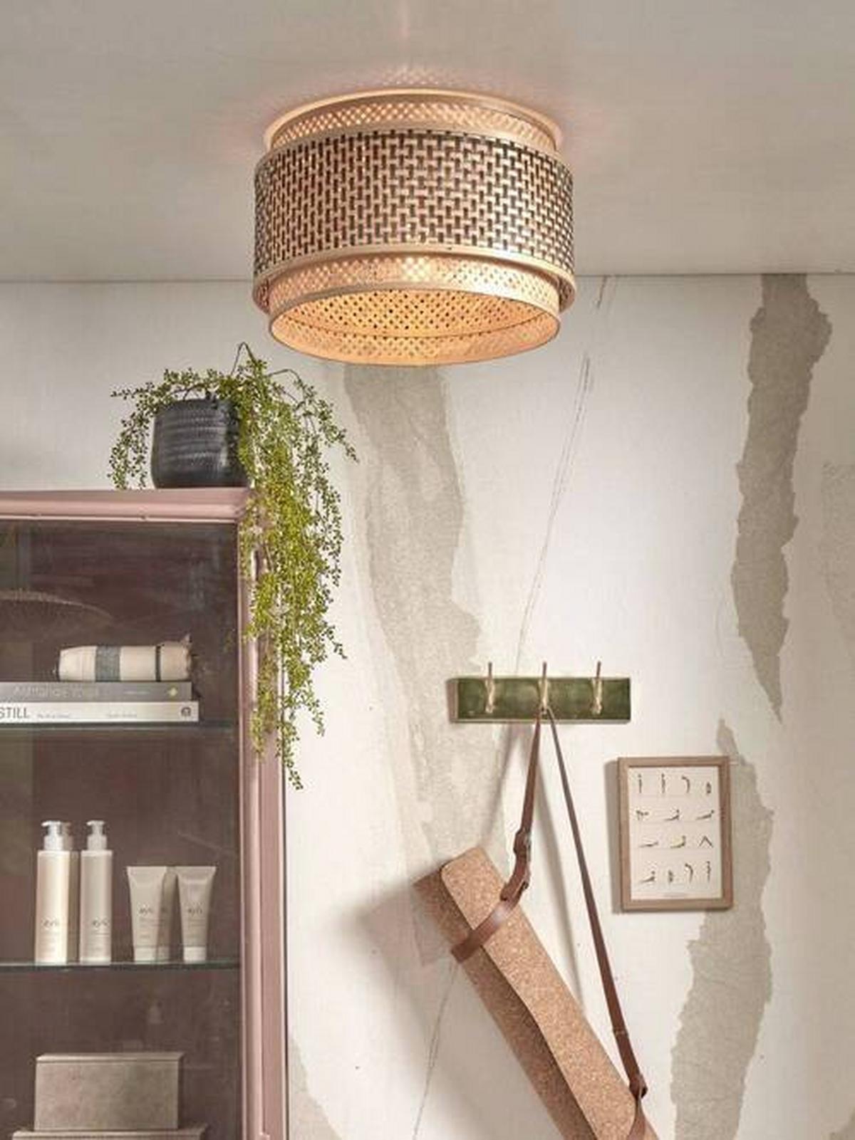 Stropna Svetilka Bhutan, Črna, Bambus - črna/naravne barve, Trend, les (40/25cm) - Good & Mojo