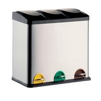 TRETEIMER MÜLLTRENNUNG 3 EIMER - Silberfarben/Schwarz, Basics, Kunststoff/Metall (60,5cm)