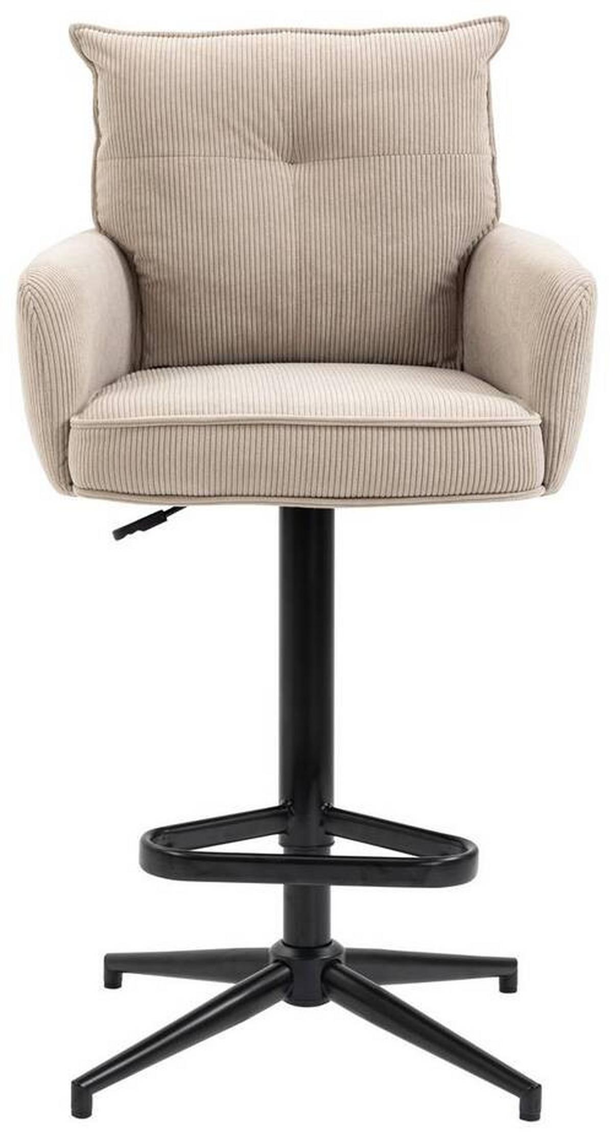 STOŁEK BAROWY POINT - beżowy/kremowy, Design, metal/tkanina (54/98-120/58cm) - Novel