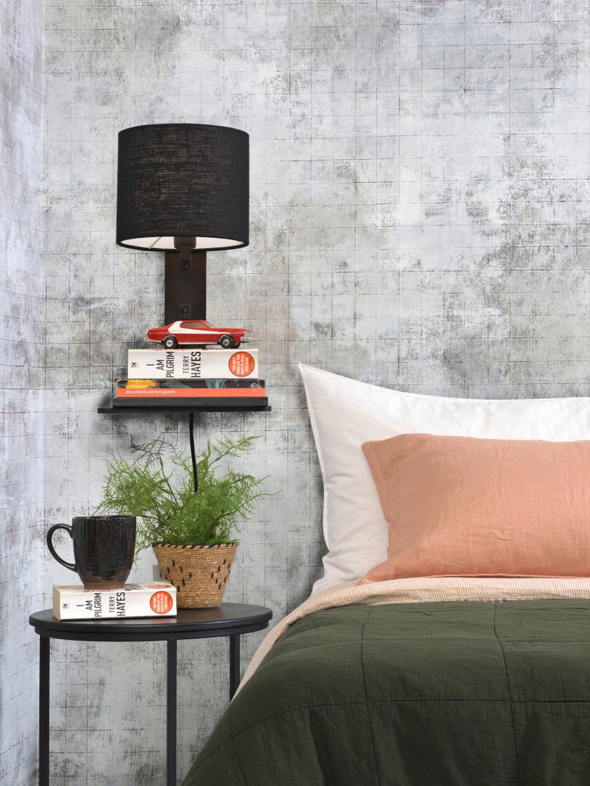 Stenska Svetilka Andes, Črna - črna, Trend, tekstil/les (19/24/36cm) - Good & Mojo