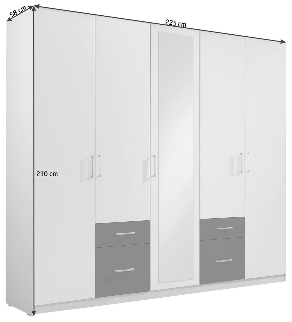 Ormar S Klasičnm Vratima Freiburg - bijela/srebrne boje, Design, staklo/drvni materijal (225/210/58cm) - Modern Living