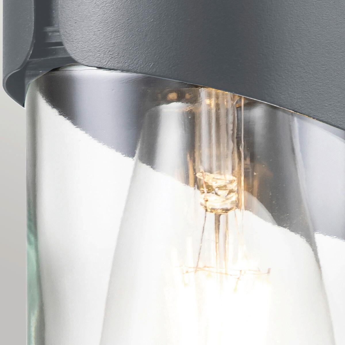 Kültéri Falilámpa Porto - szürke, Design, üveg/fém (11,5/18,8cm) - Elstead Lighting