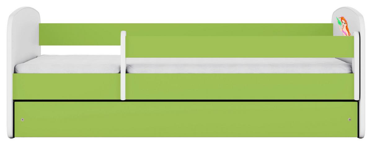 Otroška Postelja Babydreams, Bela, Zelena, 80x160cm - zelena/bela, Moderno, tekstil/leseni material (80/160cm) - MID.YOU