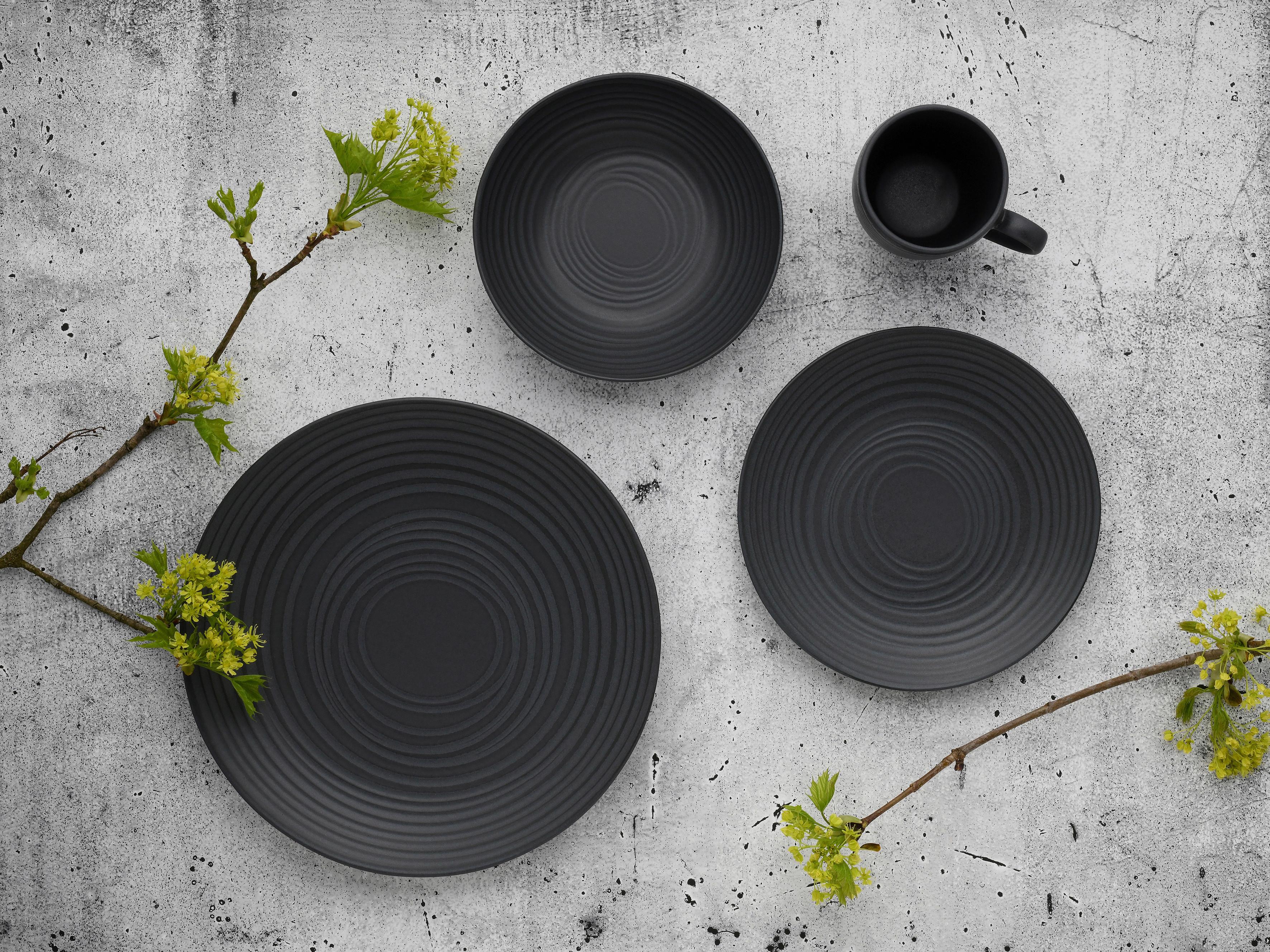Kombiservice Lava Stone Black Schwarz, 24-teilig - Schwarz, Basics, Keramik - Creatable