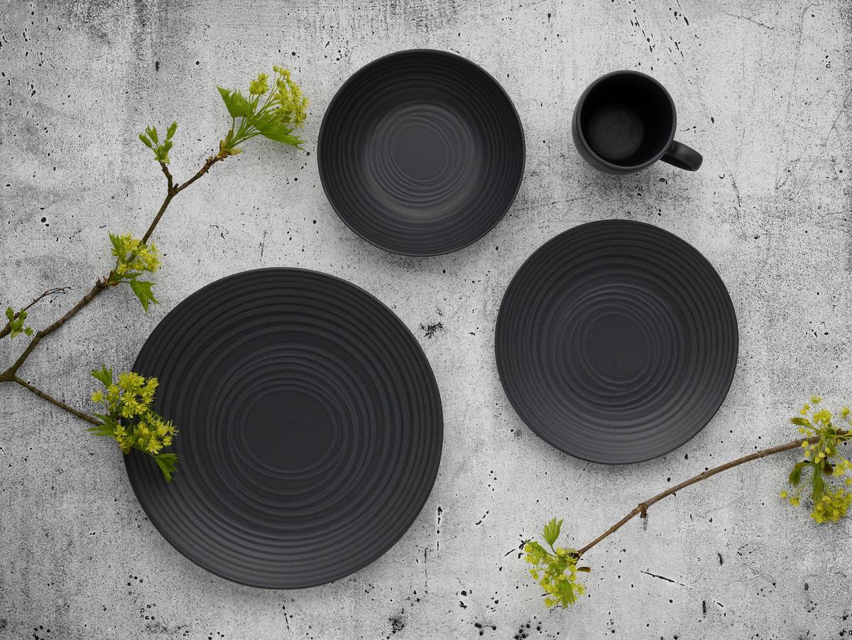 Kombiservice Lava Stone Black Schwarz, 24-teilig - Schwarz, Basics, Keramik - Creatable