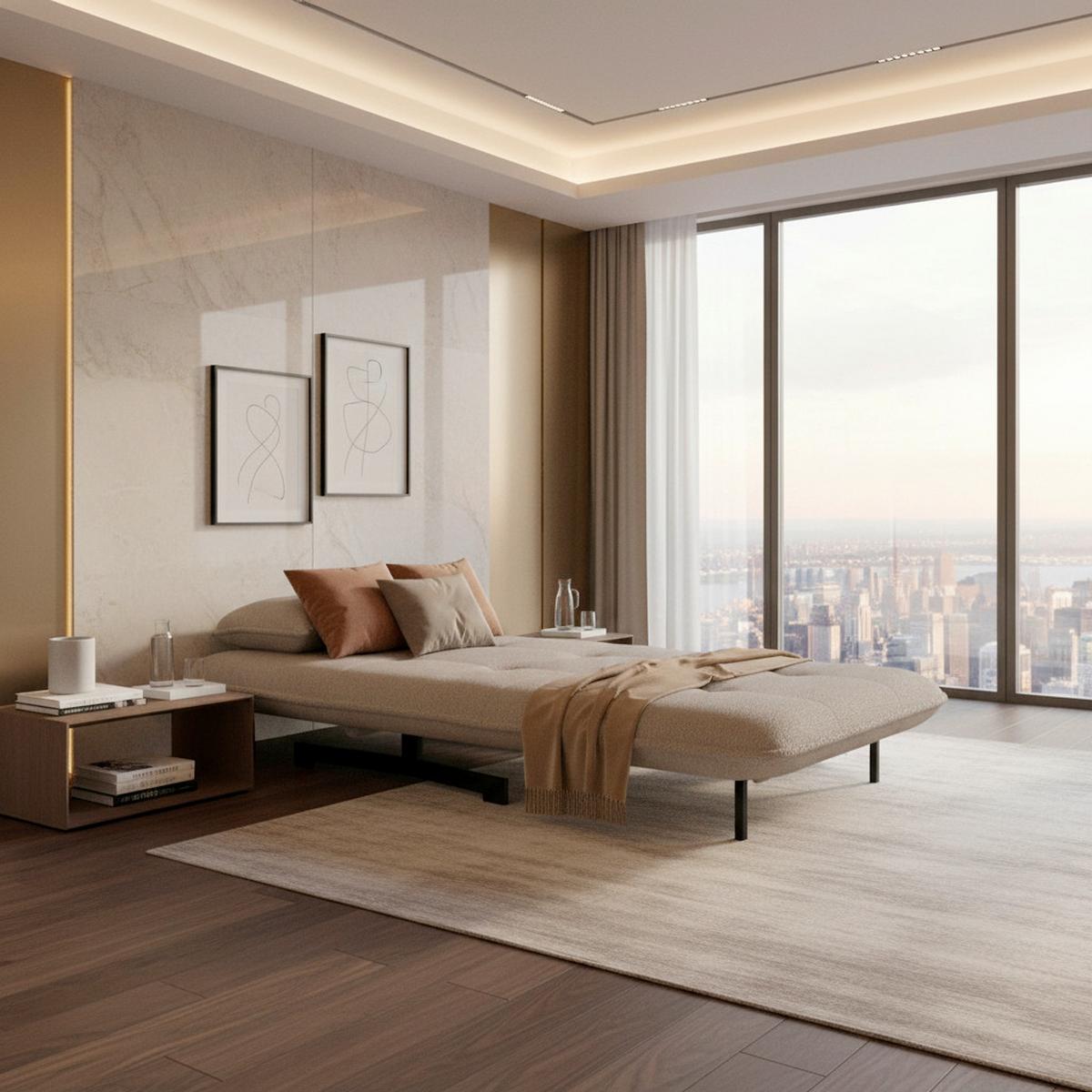 Schlafsessel Luna Beige Bouclé - Beige/Schwarz, MODERN, Textil/Metall (92/86/80cm) - Bessagi Home