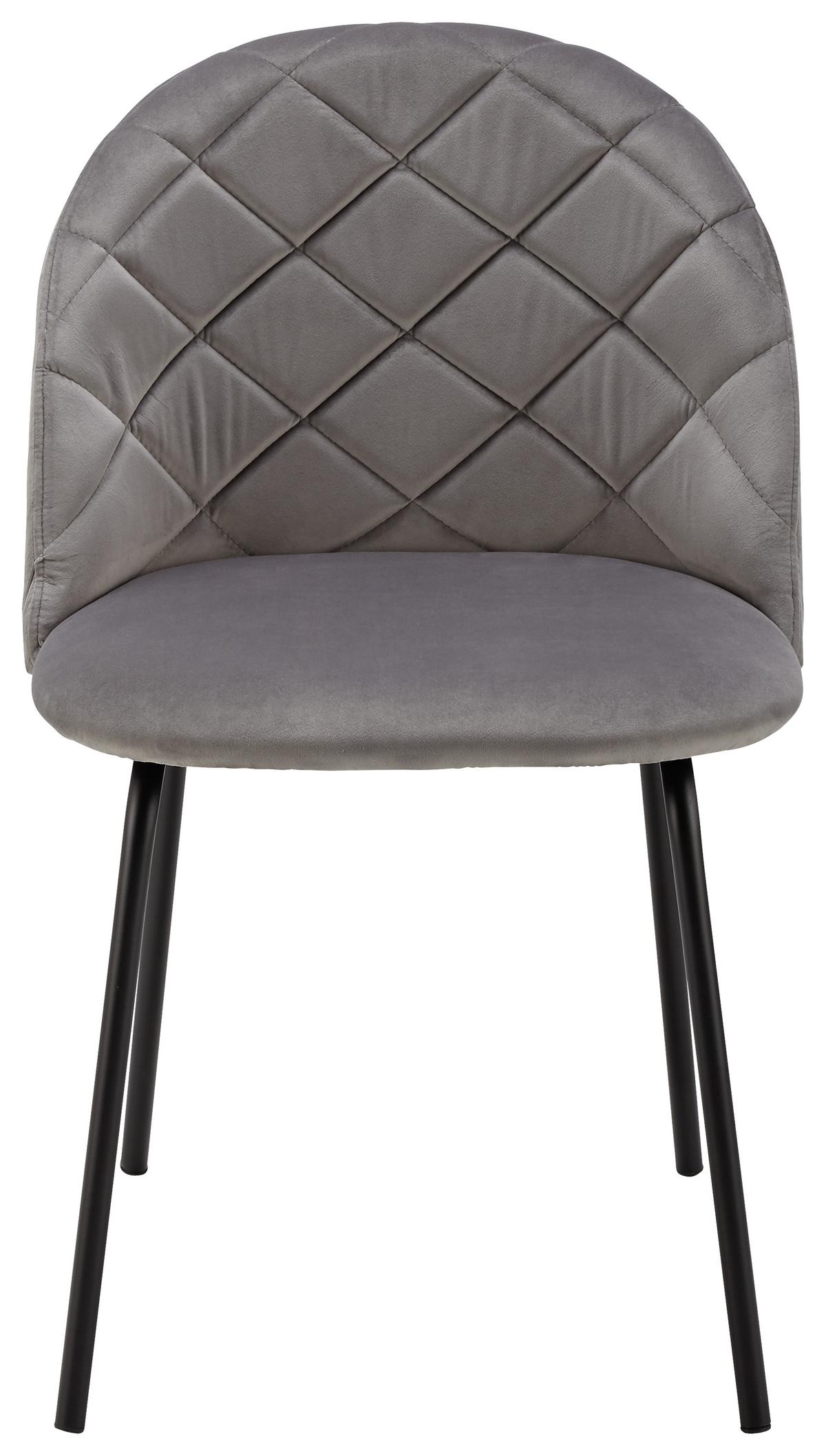 Stuhl Selina Grau Samt Gepolstert - Schwarz/Grau, MODERN, Holz/Textil (48,5/78/54cm) - Bessagi Home