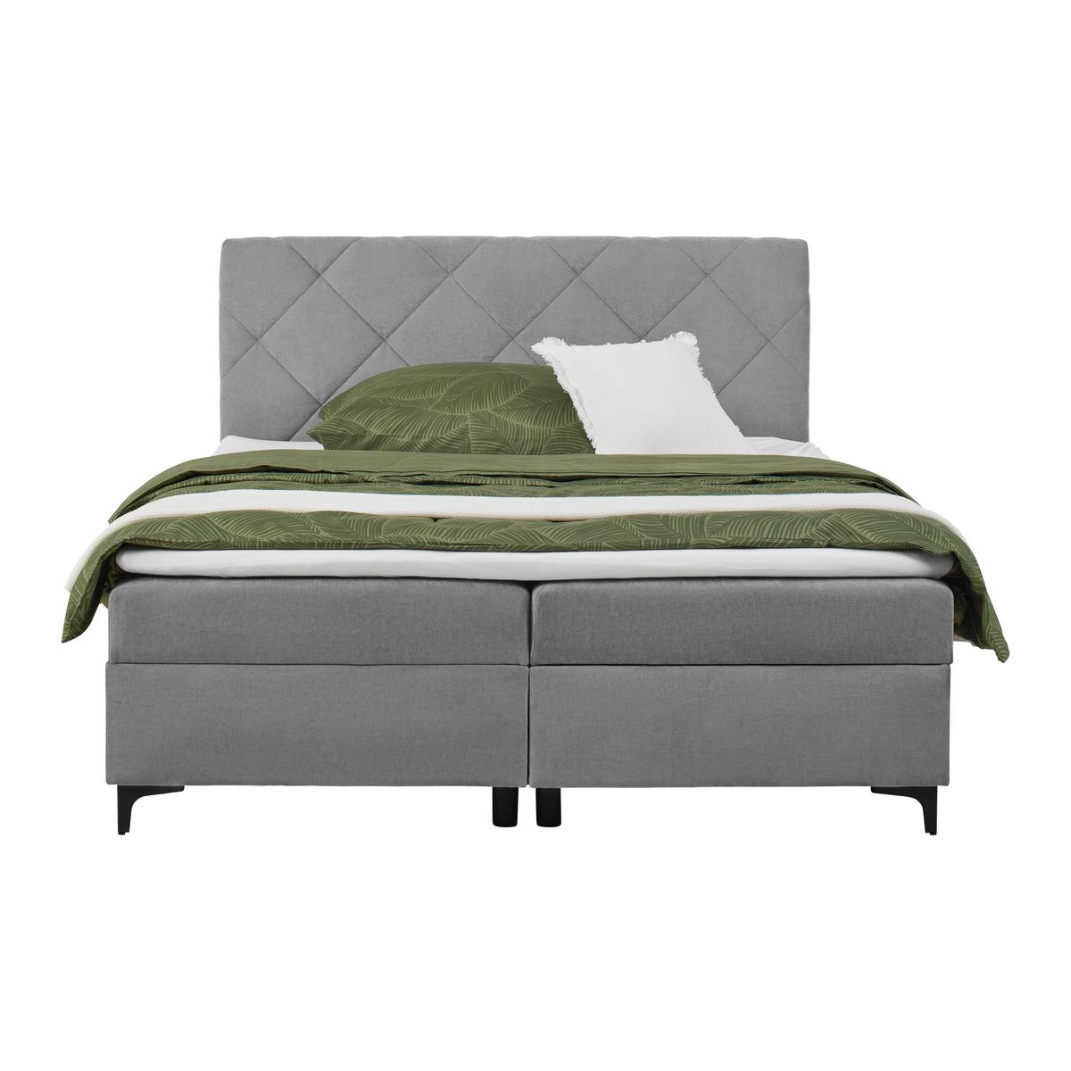 Boxbett Wind Grau ca. 160x200cm - Schwarz/Grau, KONVENTIONELL, Textil/Metall (160/200cm) - Mömax