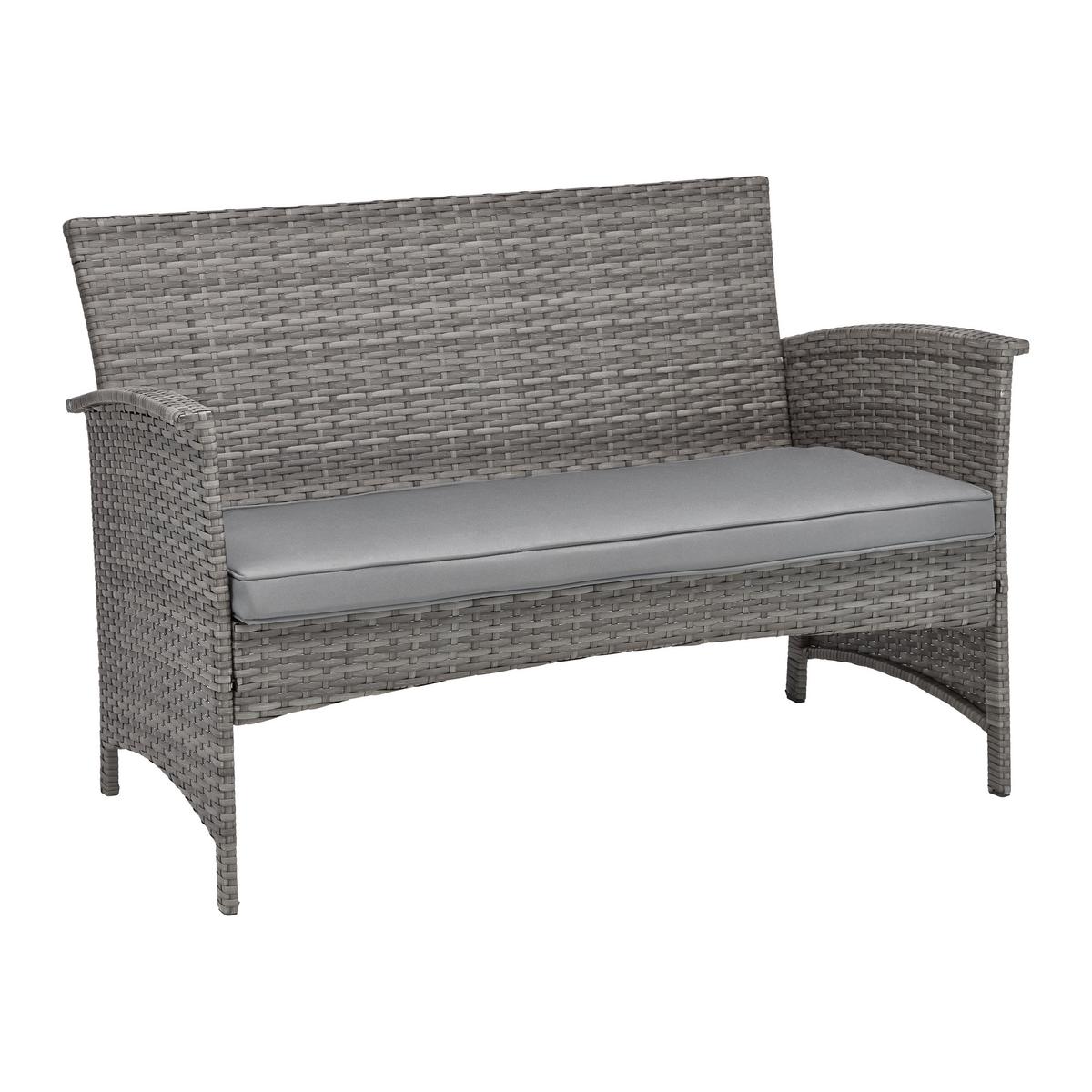 Loungegarnitur-Set Padua Grau aus Kunststoffgeflecht - Hellgrau/Schwarz, Modern, Glas/Kunststoff - Mömax