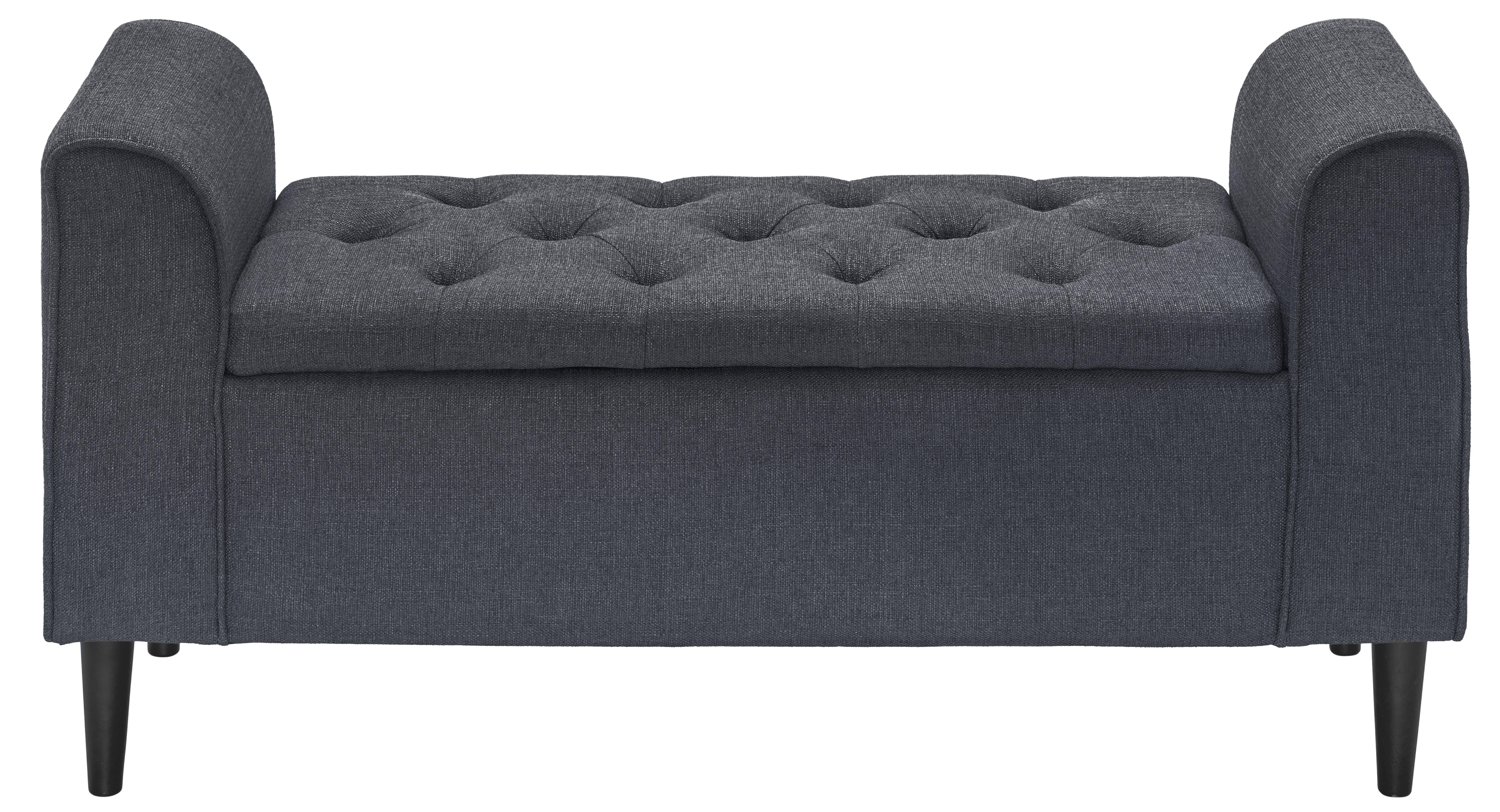 Sitzbank in Anthrazit - Anthrazit/Schwarz, Romantik / Landhaus, Holzwerkstoff/Textil (115/58/44cm) - Premium Living