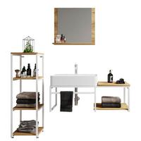 Kopalnica Bitila 100, Bela, Barva Hrasta, 4-Delno - črna/bela, Moderno, kovina/umetna masa (135cm) - MID.YOU