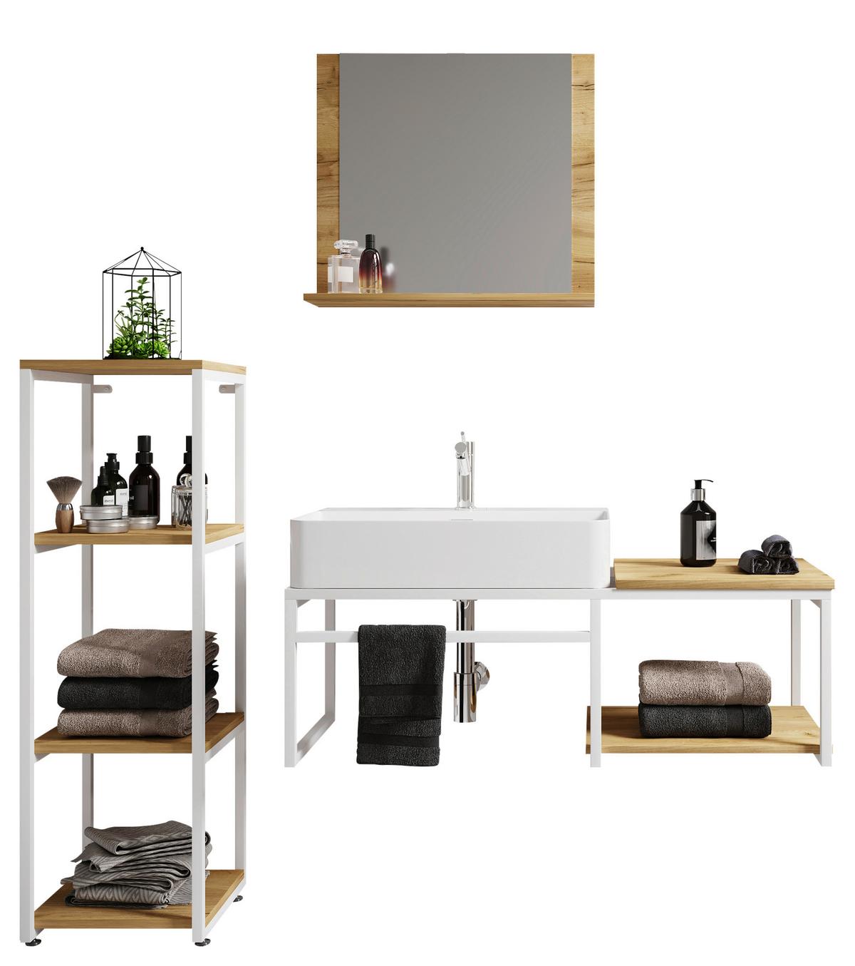 Kopalnica Bitila 100, Bela, Barva Hrasta, 4-Delno - črna/bela, Moderno, kovina/umetna masa (135cm) - MID.YOU