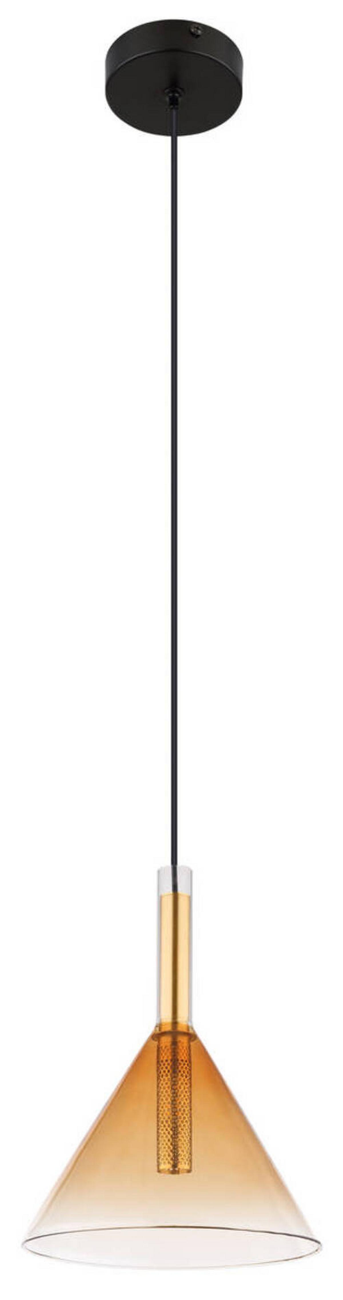 HÄNGELEUCHTE 16044H - Klar/Messingfarben, Konventionell, Glas/Metall (20/120cm) - Globo