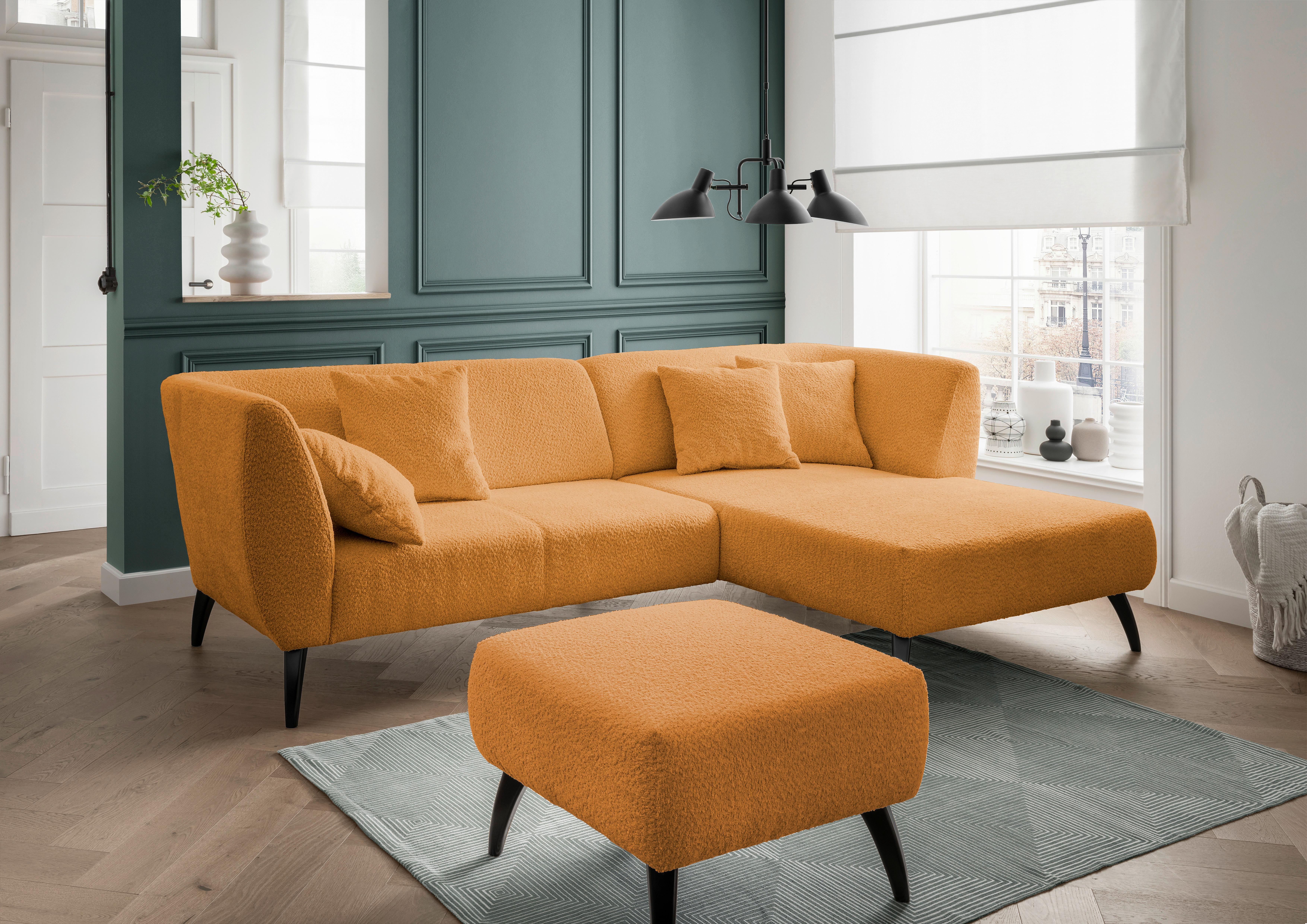 Hocker Colori Goldfarben Bouclé - Goldfarben/Schwarz, MODERN, Holz/Textil (66/44/66cm) - MID.YOU