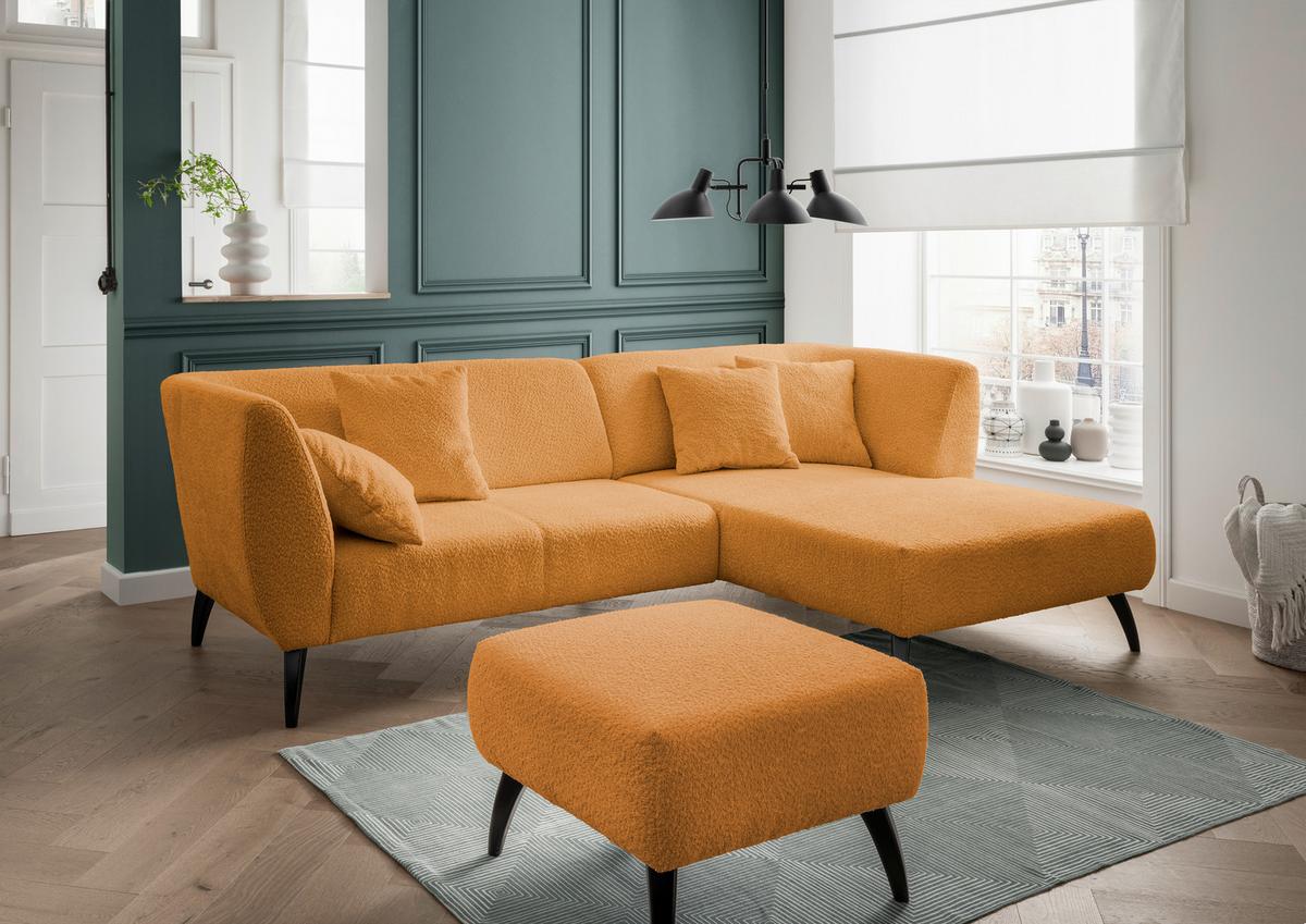 Hocker Colori Goldfarben Bouclé - Goldfarben/Schwarz, MODERN, Holz/Textil (66/44/66cm) - MID.YOU