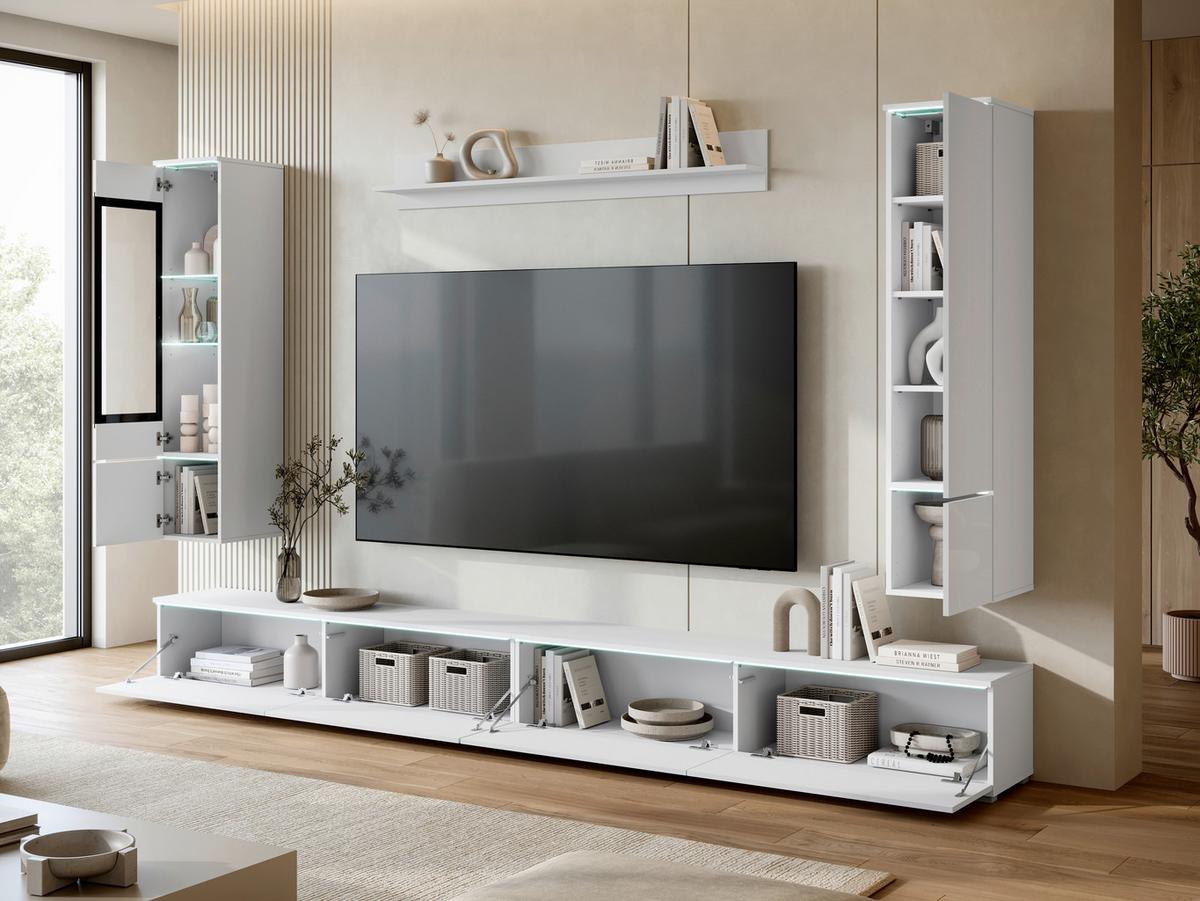 Dnevni Regal Veral Xxl, Bela, 5-Delni - siva/bela, Basics, umetna masa/steklo (300/162/33cm) - P & B