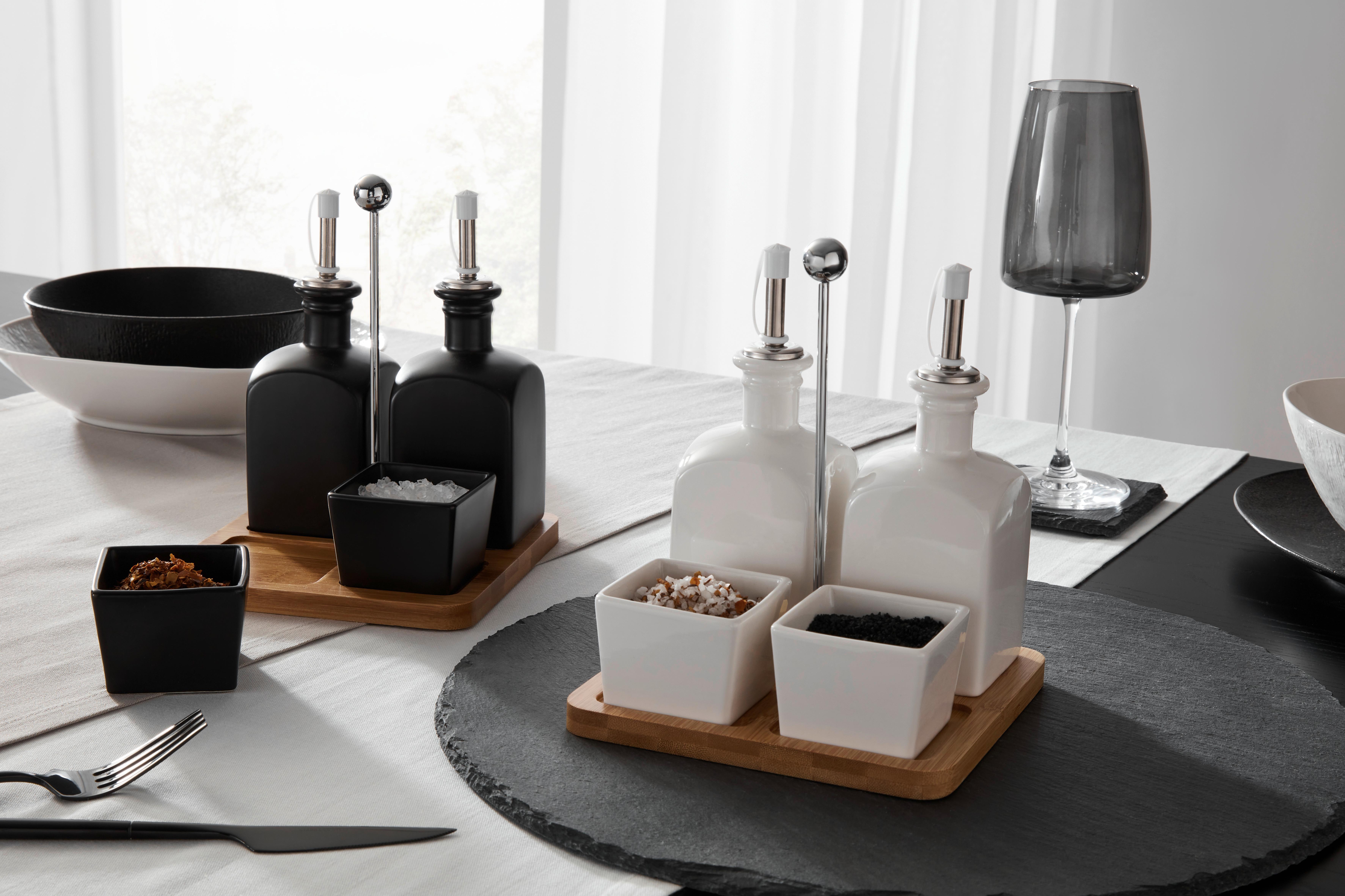 Menage-Set Tapas Olives Schwarz, 5-teilig - Schwarz, Modern, Holz/Keramik (16,5/16,5/21cm) - Mömax
