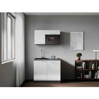 Miniküche Oliver m. Geräten ca. 100cm Weiß - Weiß/Grau, Trend, Holzwerkstoff/Metall (100cm) - Respekta