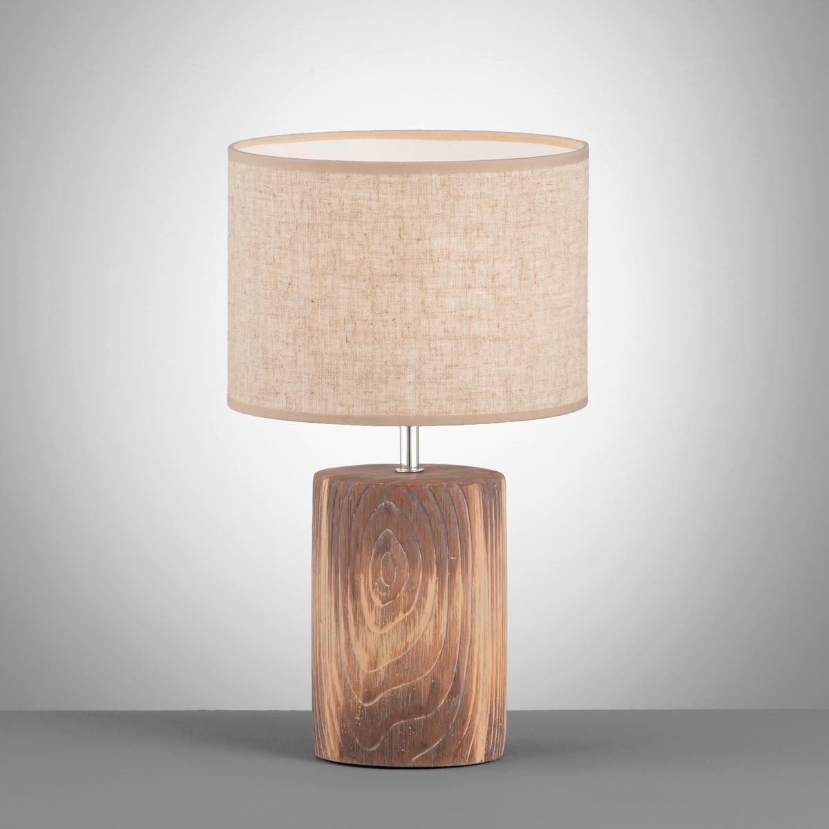 LAMPA STOŁOWA 50742 MALIK - kolor ciemnego dębu/kolor naturalny, Konventionell, kamień/tkanina (24/43cm) - Fischer & Honsel