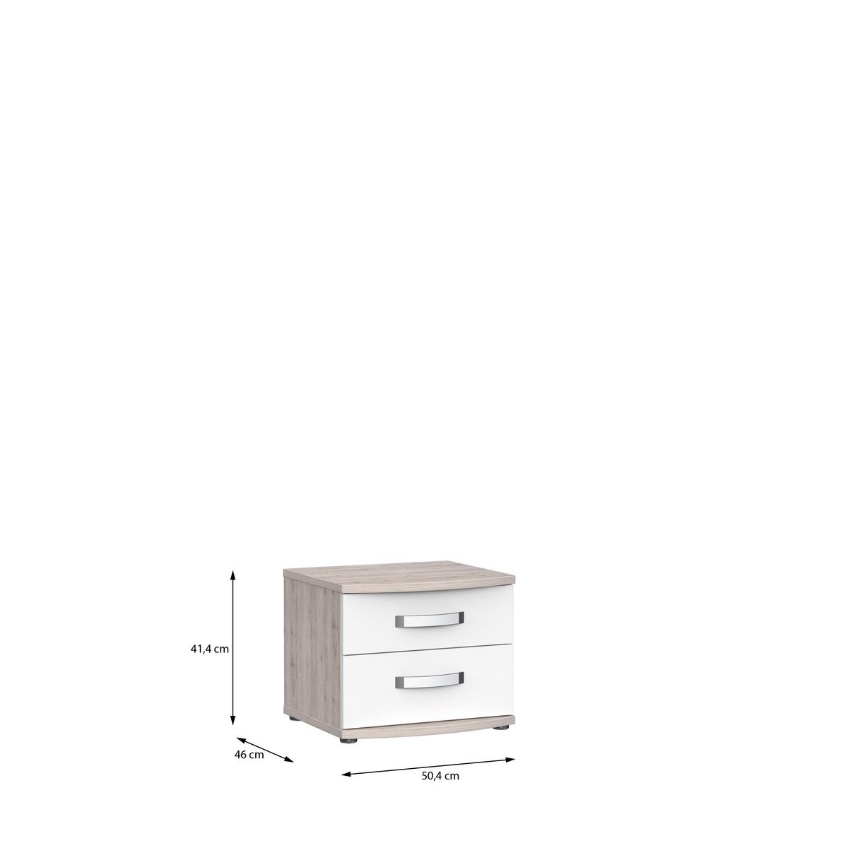 Nočna Omarica Rondino, Barva Hrasta, Bela - barve hrasta/bela, Basics, umetna masa/leseni material (50,4/41,4/46cm) - Carryhome