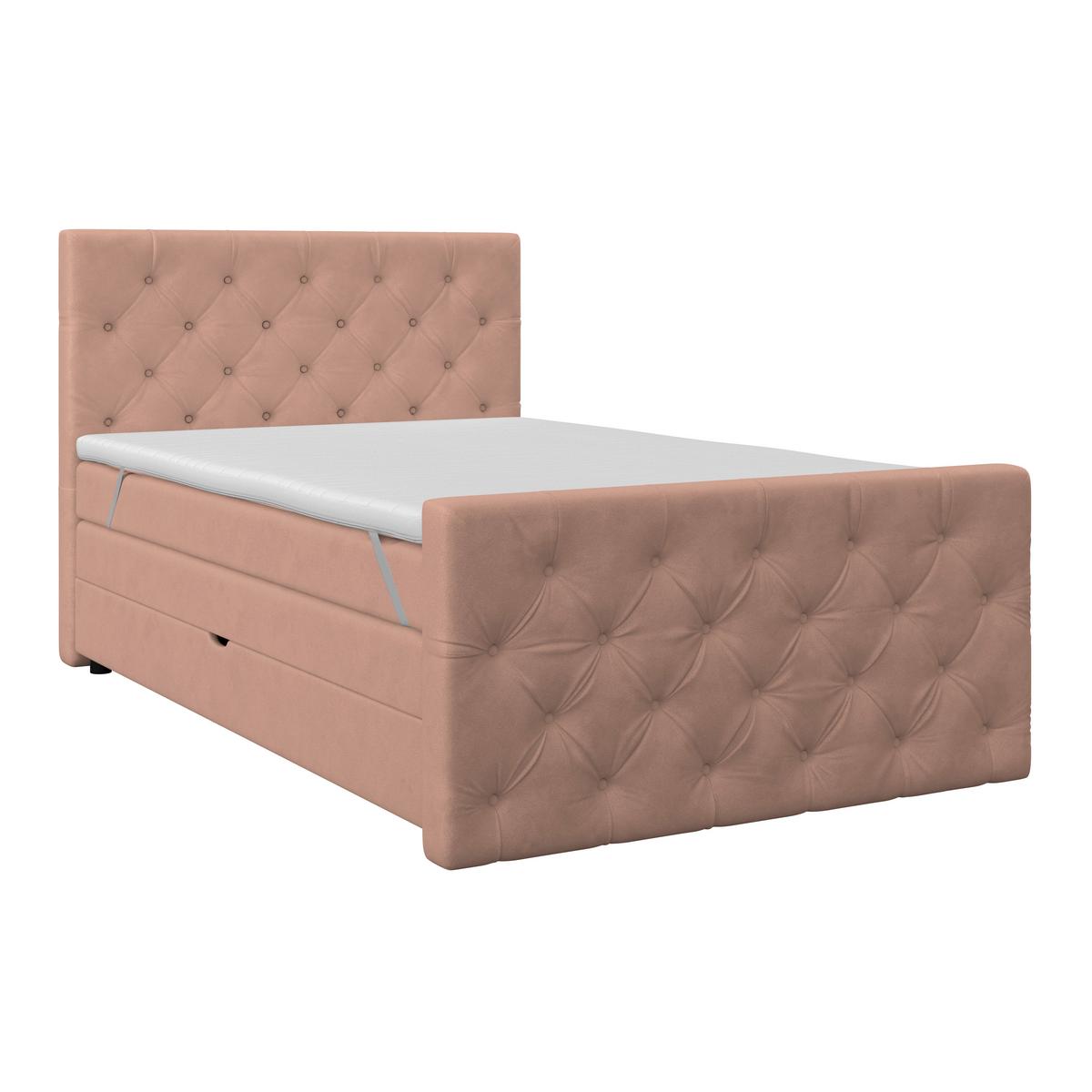 Boxspring Krevet Elio - bež/prljavo ružičasta, Romantično / ladanjski, tekstil/plastika (140/200cm) - Modern Living