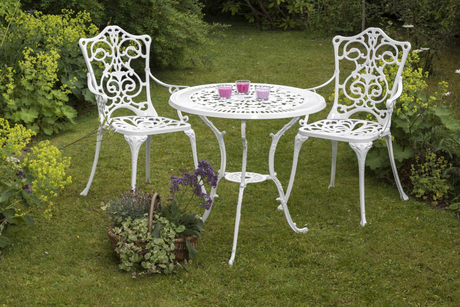 Vrtna Miza Lugano, Bela, Ø 70cm - bela, Romantika, kovina (70/70/68cm) - Gardenson