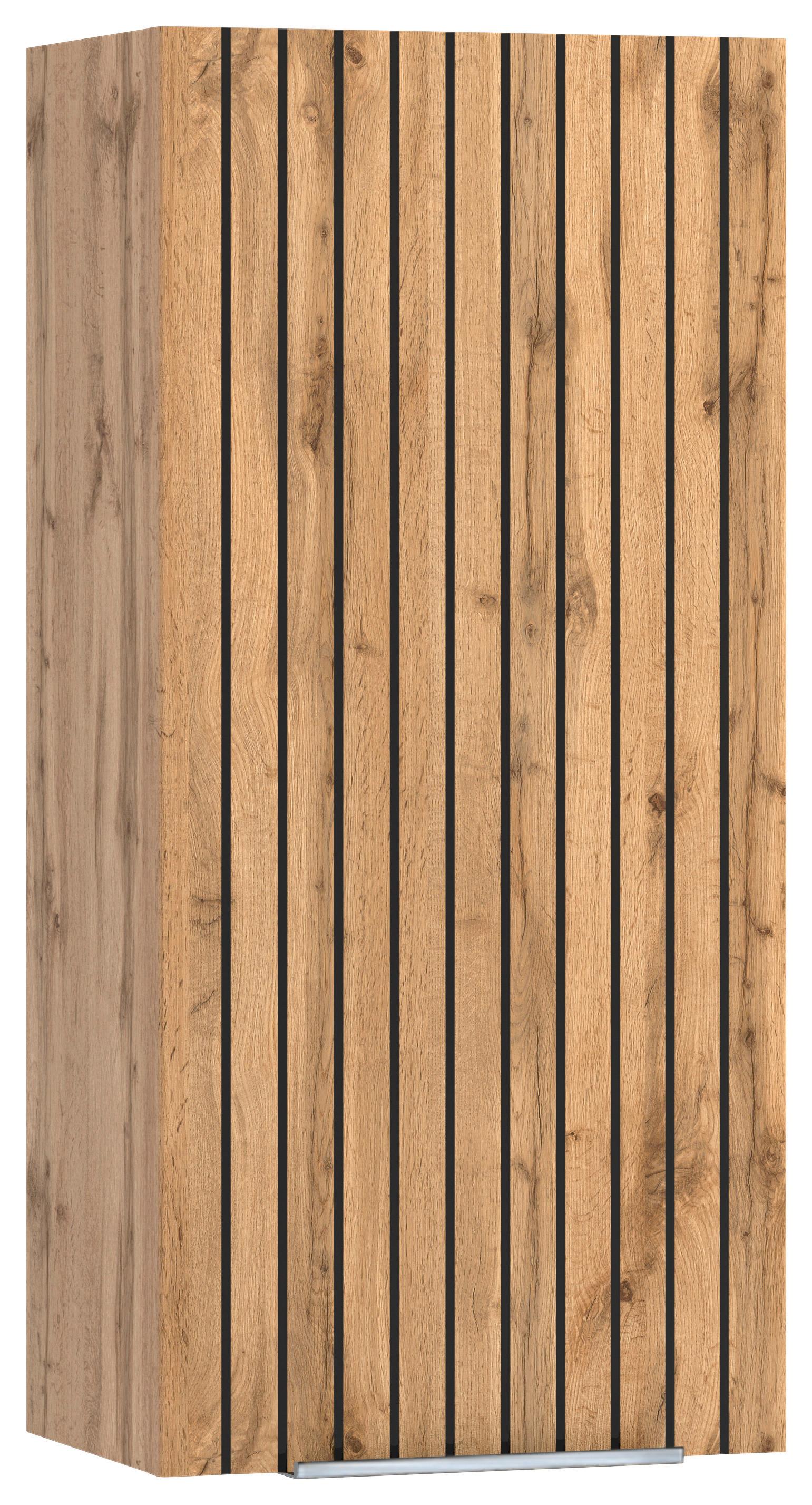 Hängeschrank Jakarta Eiche Wotan - Eiche Wotan/Schwarz, MODERN, Holzwerkstoff/Metall (30/64/20cm) - Mömax