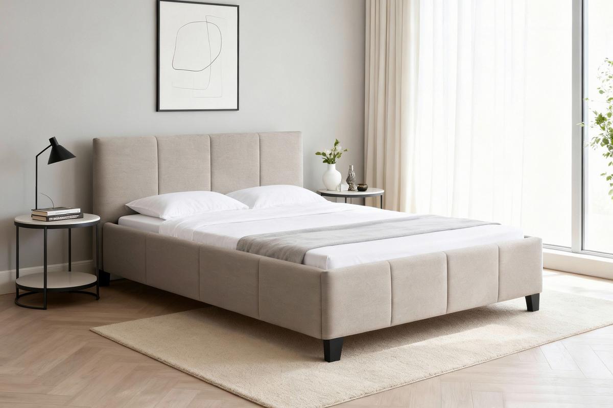 Polsterbett Crazy Beige ca. 140x200cm - Beige/Schwarz, MODERN, Holz/Kunststoff (140/200cm) - Based