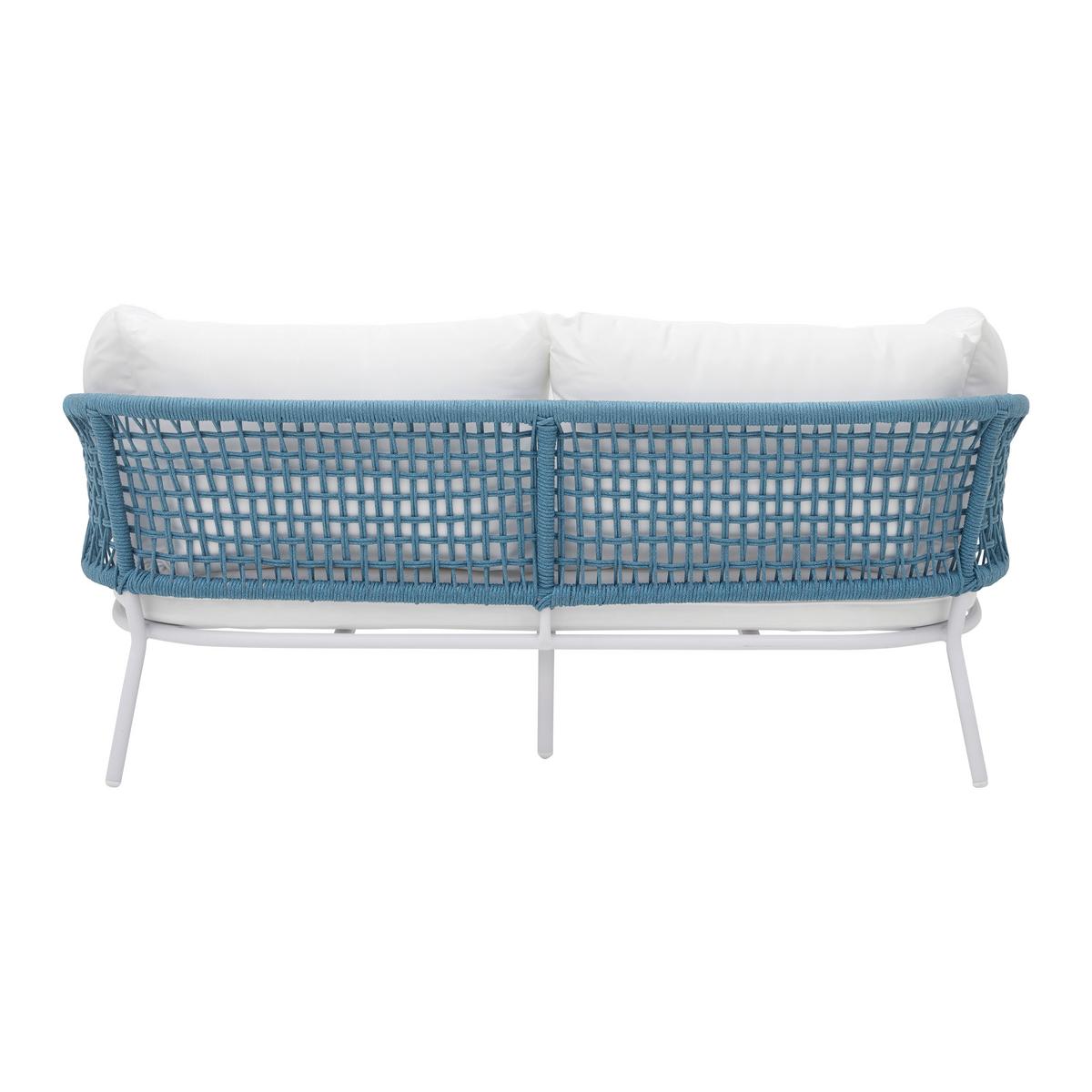 île de soleil weiß/blau, Outdoorgewebe - Türkis/Weiss, Modern, Textil/Metall (170/68/150cm) - Bessagi Garden