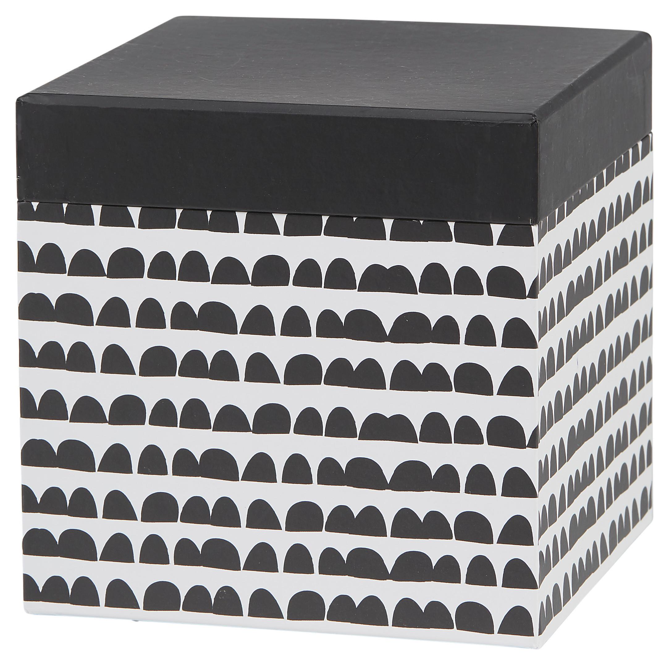 Geschenkbox Square - Weiss/Schwarz, Modern, Karton/Papier (14/14/14cm) - Modern Living