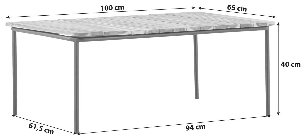 Loungetisch Penh ca. 100x65x40 cm Akazie massiv - Naturfarben, KONVENTIONELL, Holz/Metall (100/65/40cm) - Gardenson