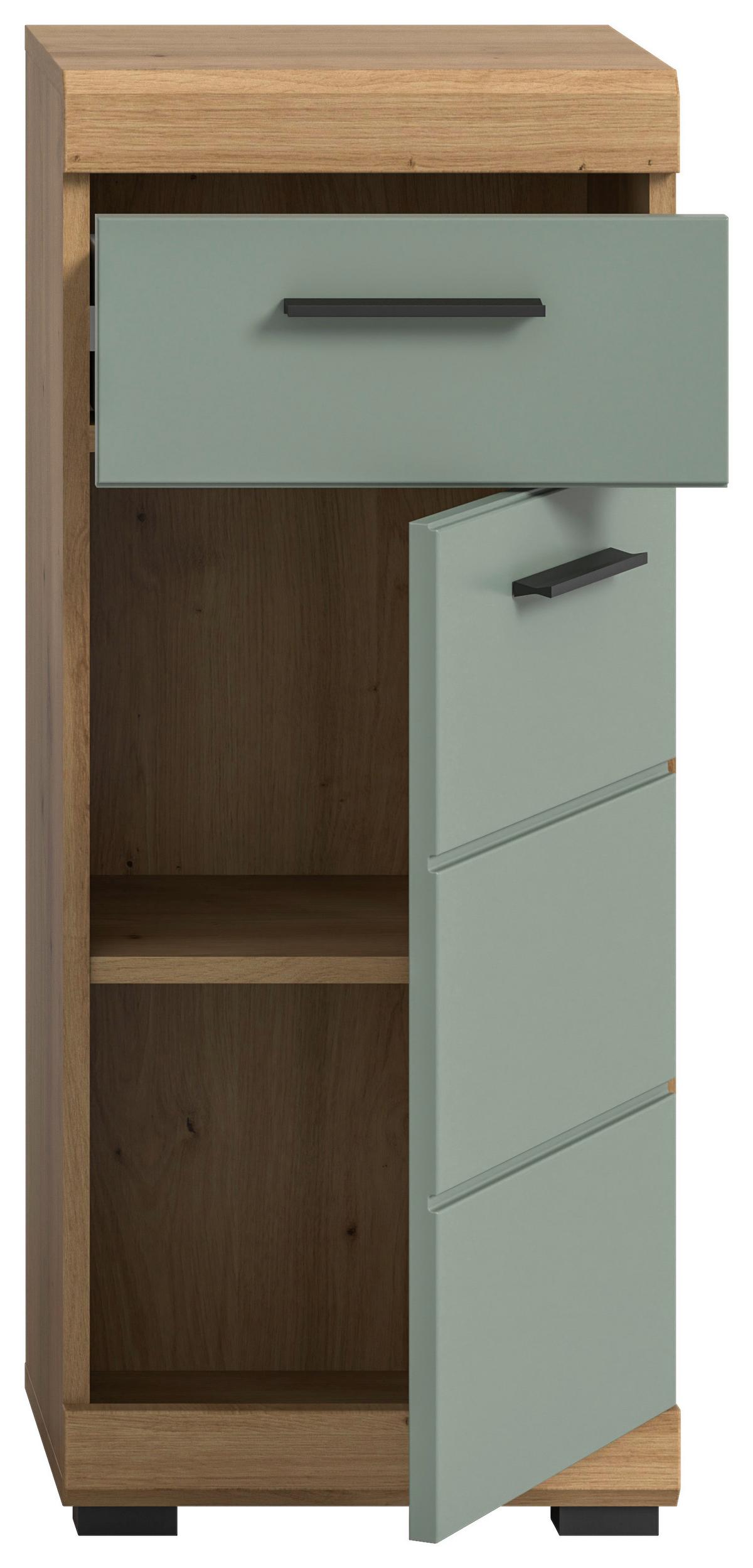 Midischrank Scout ca. 37x88x31 cm Salbeigrün - Salbeigrün/Schwarz, MODERN, Holzwerkstoff/Kunststoff (37/88/31cm) - MID.YOU