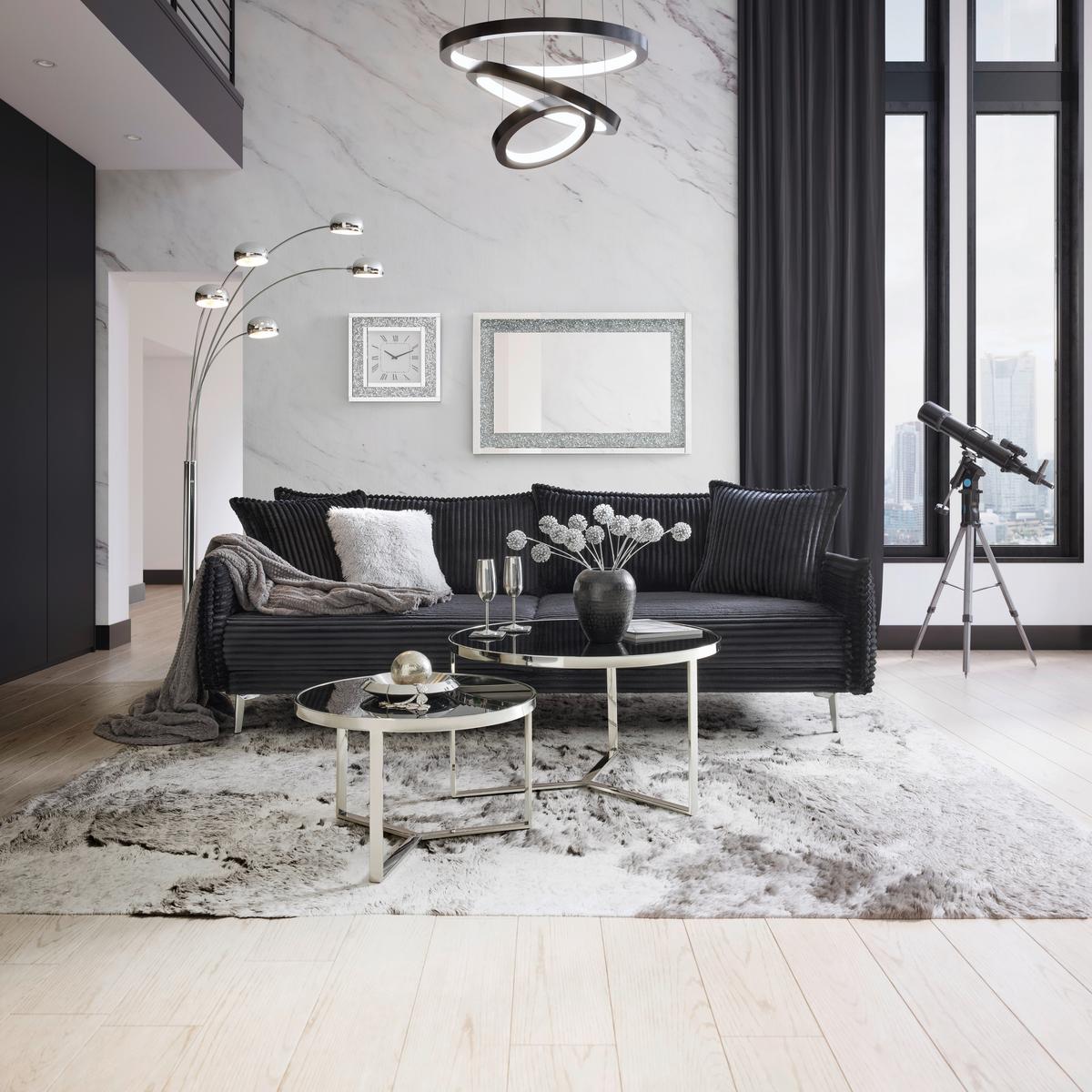 Mega Sofa Kiss - boje kroma/crna, Moderno, drvo/metal (241/90/117cm) - Mömax