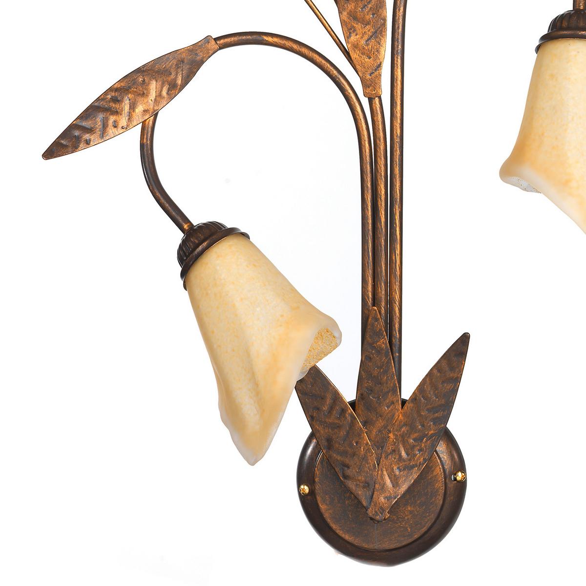 Wandleuchte Alga Bronzefarben max. 6 Watt - Bronzefarben, KONVENTIONELL, Glas/Metall (40/24/70cm)