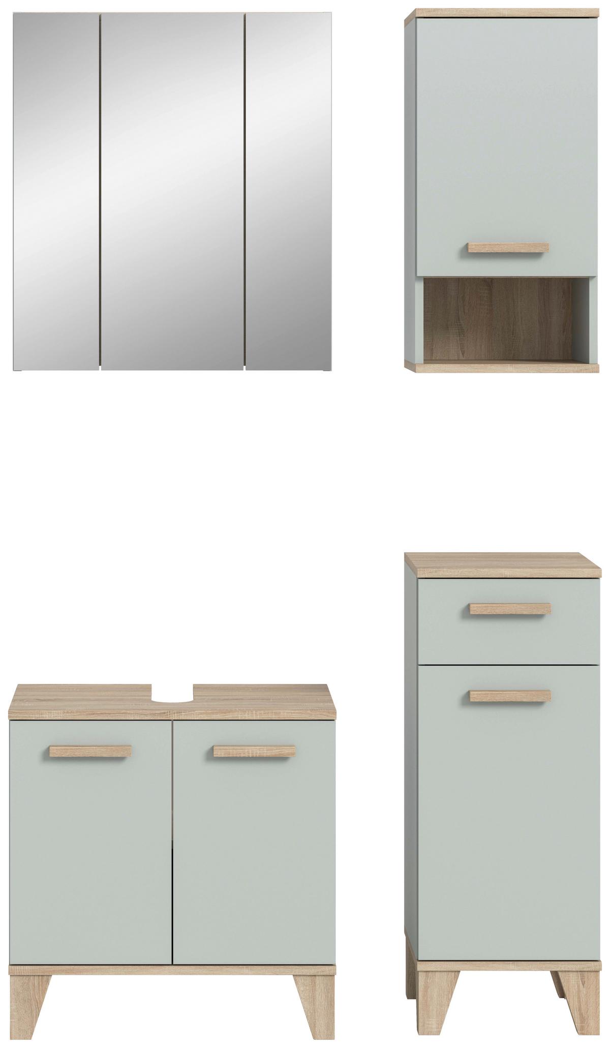 Badezimmer Star 4-tlg. ca. 94 cm Eiche/Grüngrau - Graugrün/Eiche San Remo, MODERN, Holzwerkstoff/Kunststoff (94cm) - MID.YOU