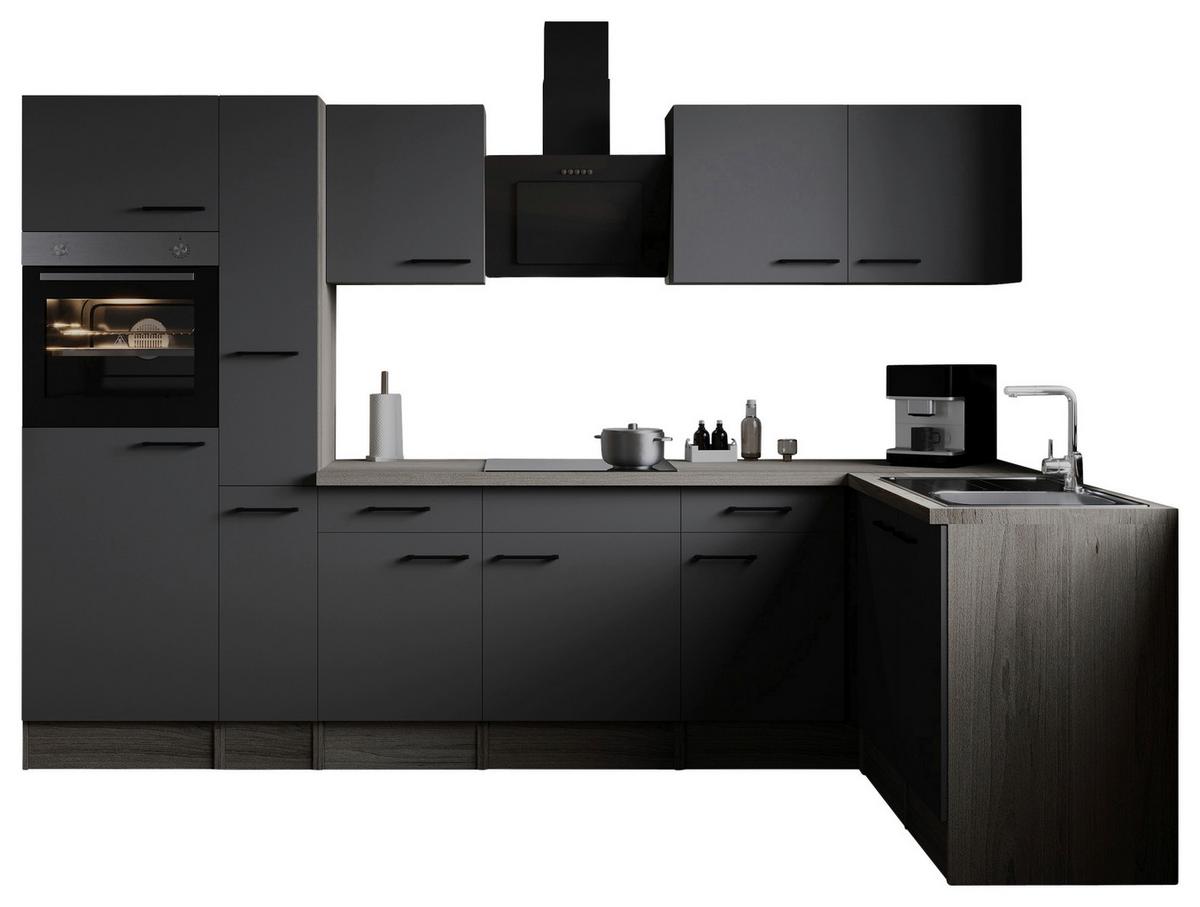 Kotna Kuhinja Z Aparati Oliver, 310x172cm - črna/barve hrasta, Design, kovina/leseni material (310/172cm) - Respekta