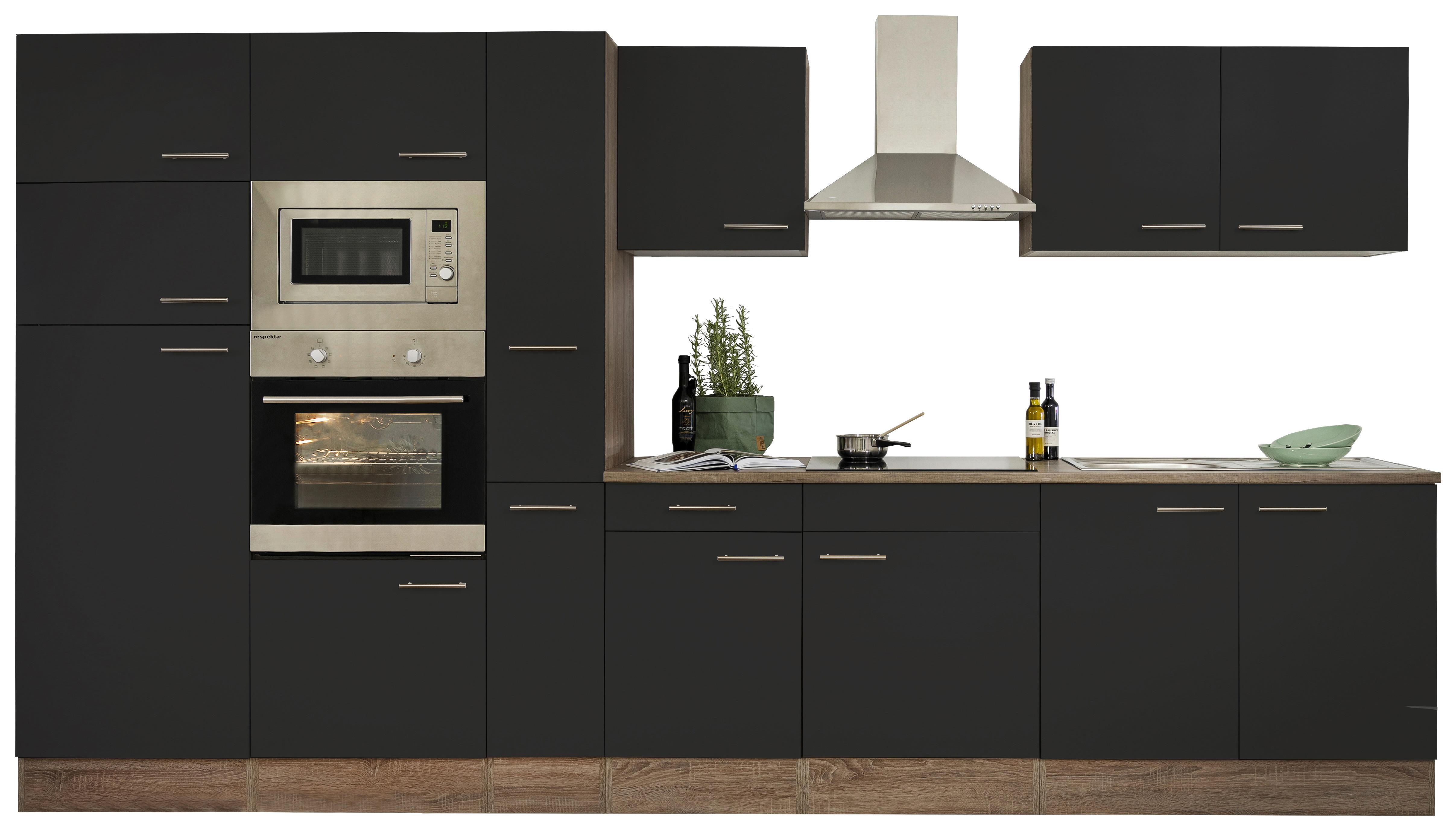Küchenblock LBKB360EYSMIGKE - Edelstahlfarben/Eichefarben, Basics, Holzwerkstoff/Metall (360cm) - Respekta
