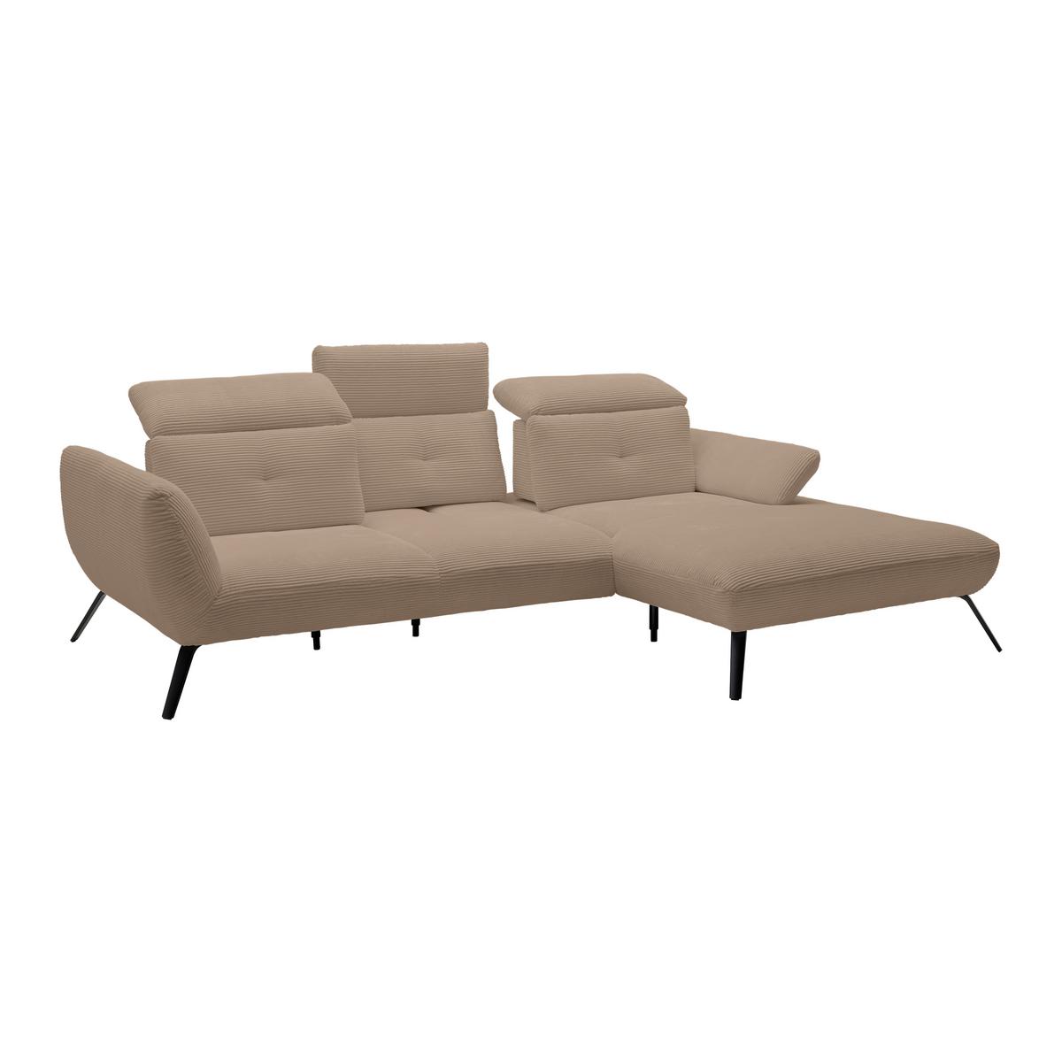 Wohnlandschaft Seattle Mokka - Schwarz/Weiß, MODERN, Holzwerkstoff/Textil (301/196cm) - Premium Living