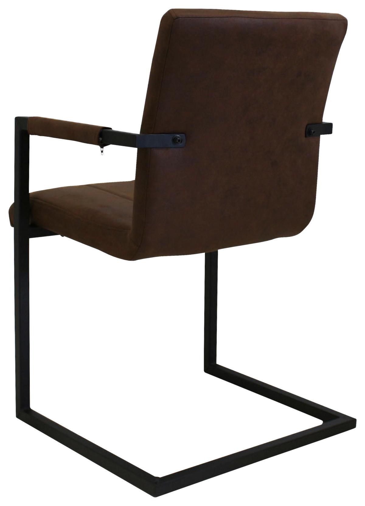 Armlehnstuhl-Set Brandon 2er- Set ca. 54x85 cm Braun - Schwarz/Braun, KONVENTIONELL, Textil/Metall (54/85/61cm) - MID.YOU