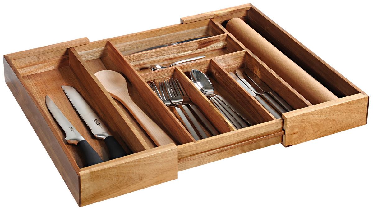 POJEMNIK NA SZTUĆCE 28085-26 - kolor akacjowy, Basics, drewno (35/43/6cm) - Homeware Profession.