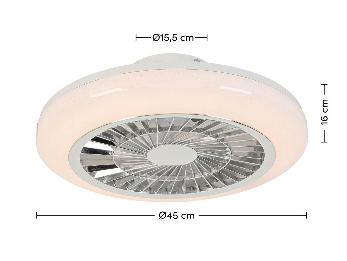 WENTYLATOR SUFITOWY ANGELA - biały/przezroczysty, Trend, tworzywo sztuczne (45/16cm) - Novel