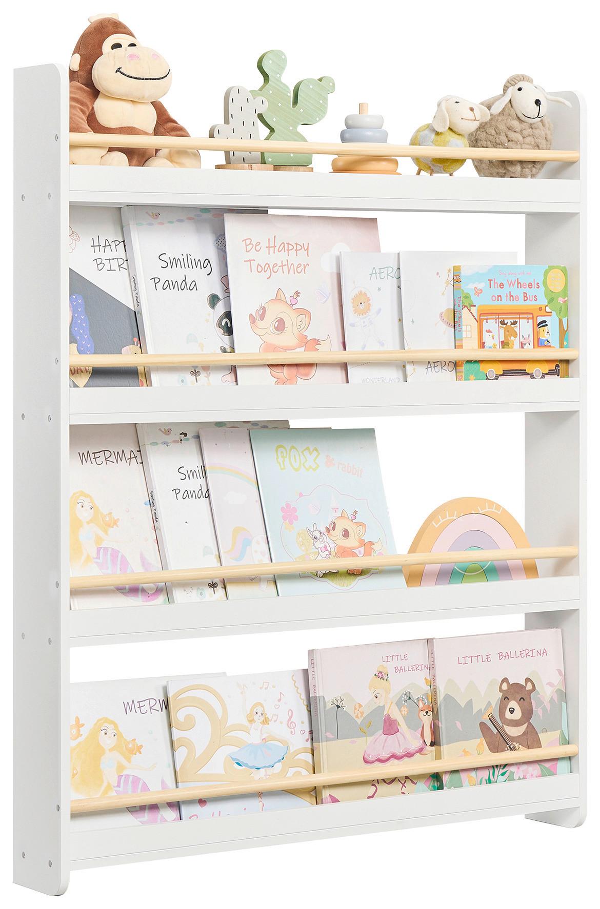 Kinderregal in Weiß, Naturfaben ca. 80x100x12 cm - Naturfarben/Weiß, MODERN, Holz/Holzwerkstoff (80/100/12cm) - MID.YOU