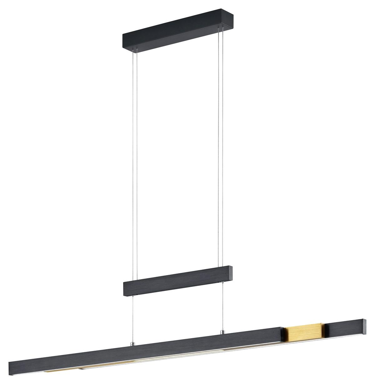 LAMPA WISZĄCA LED 375310502 TRAJAN - kolor mosiężny/czarny, Design, metal (95-150,5/5,8/95-150cm) - Trio Leuchten