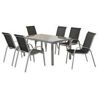 GARTENSET AMALFI - Silberfarben/Schwarz, MODERN, Textil/Metall - Gardenson
